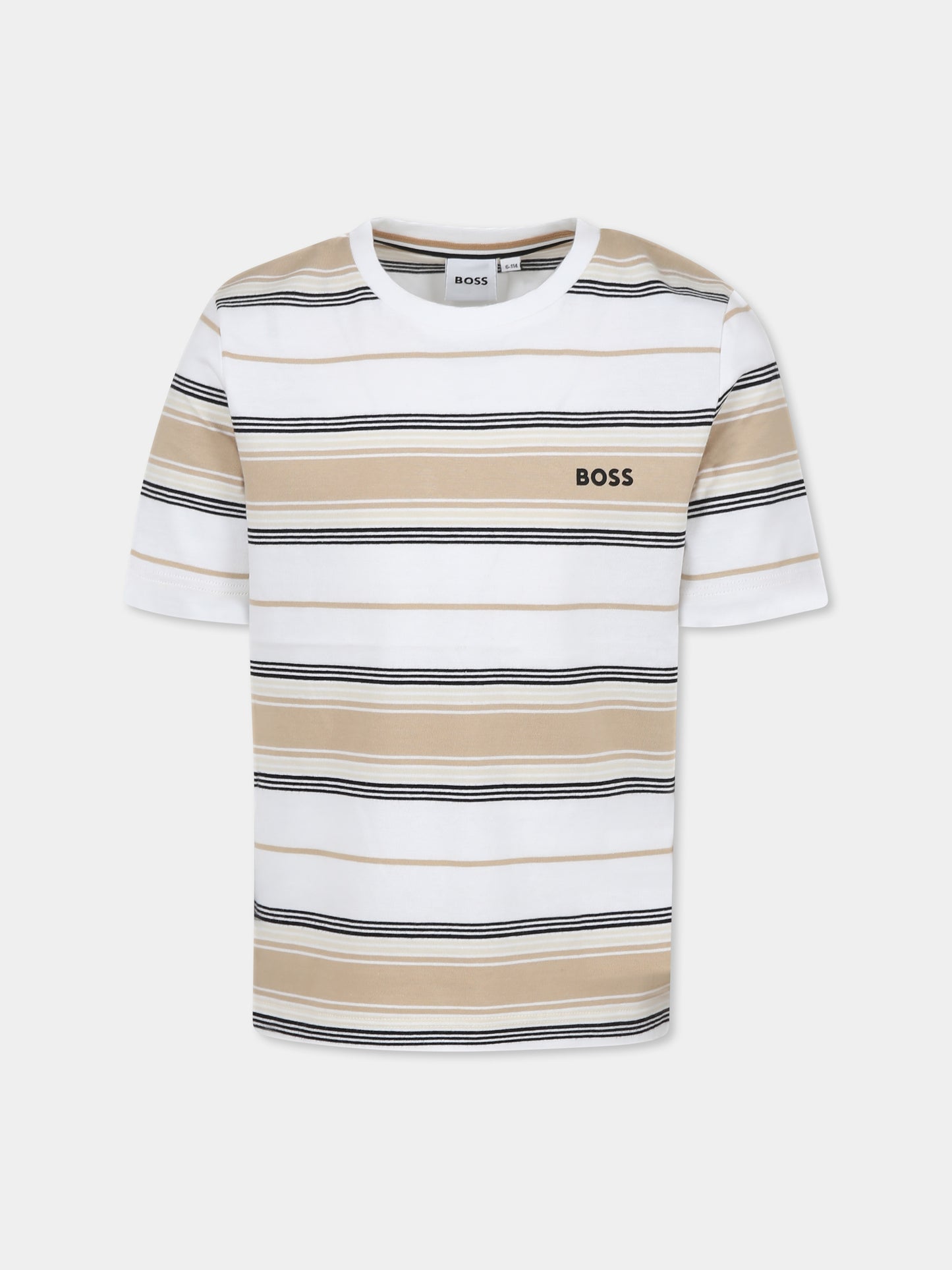 T-shirt bianca per bambino con logo,Boss,J52045 249