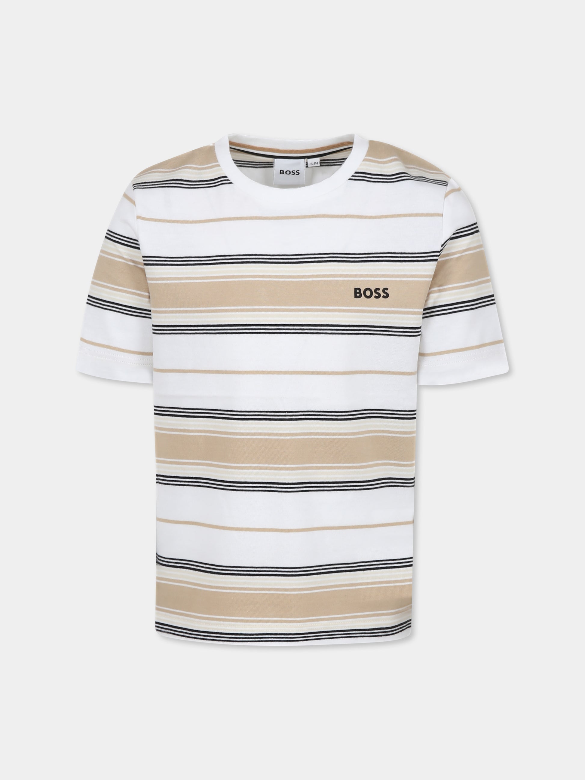 T-shirt bianca per bambino con logo,Boss,J52045 249