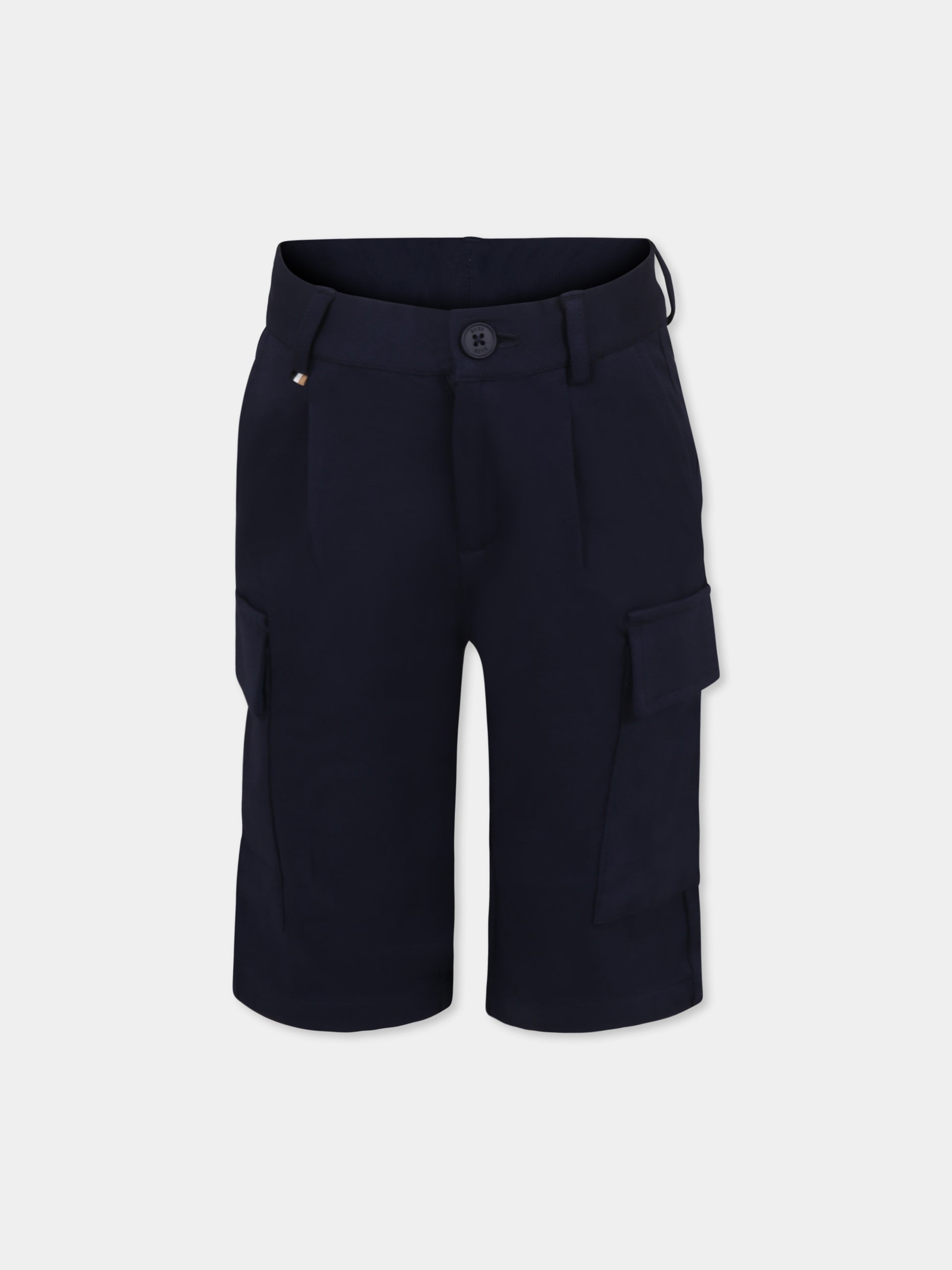 Shorts blu per bambino con logo,Boss,J51996 849