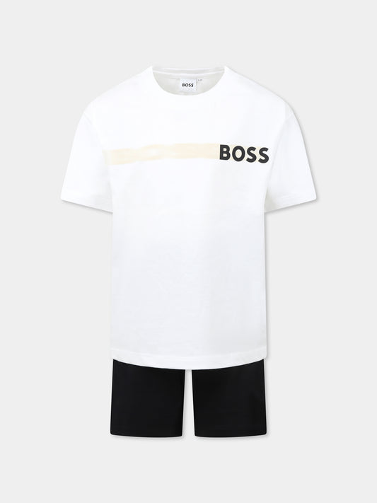 Pigiama multicolor per bambino con logo,Boss,J52058 10P