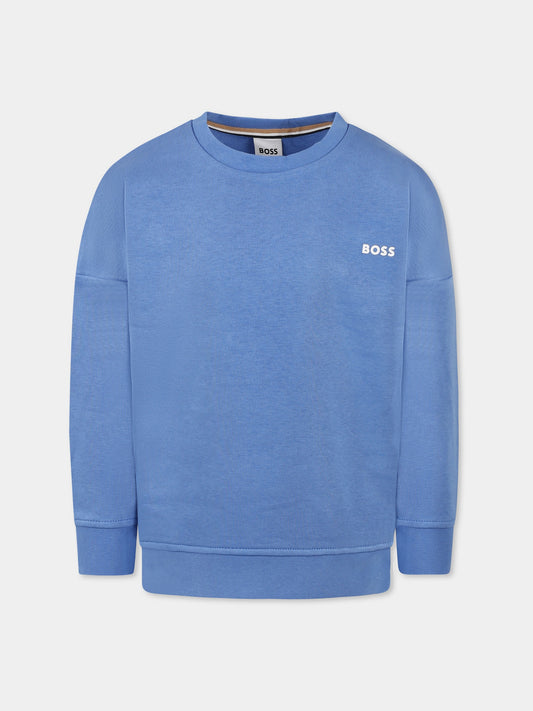 Felpa celeste per bambino con logo,Boss,J52021 84B