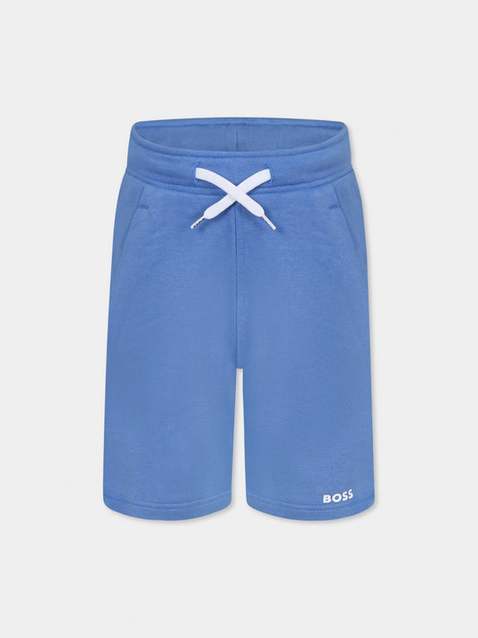 Shorts celesti per bambino con logo,Boss,J51993 84B