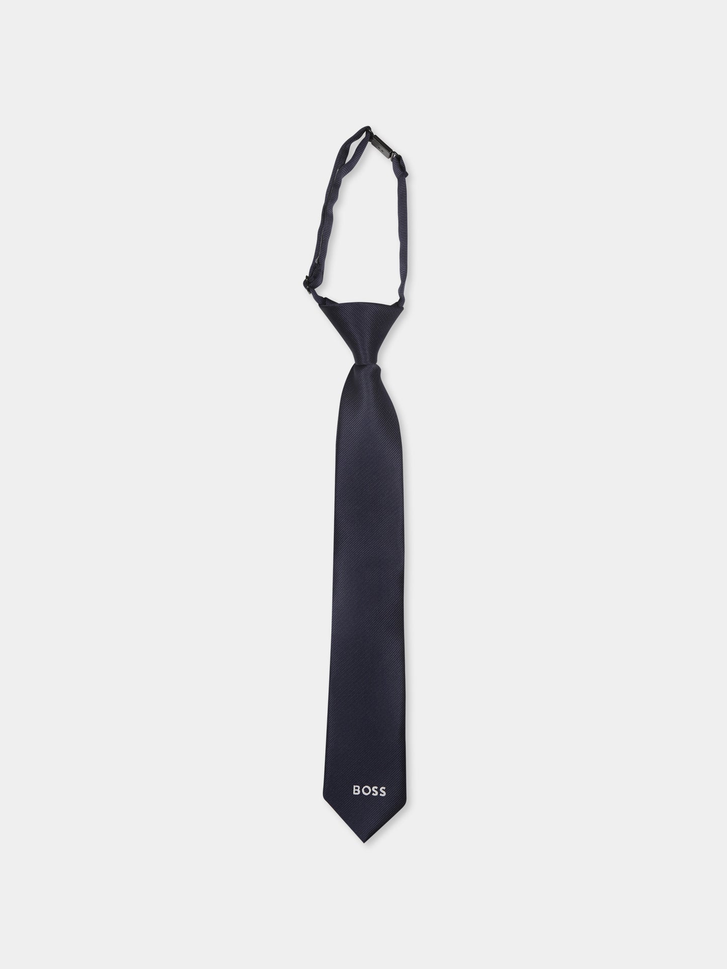 Blue tie for boy with logo