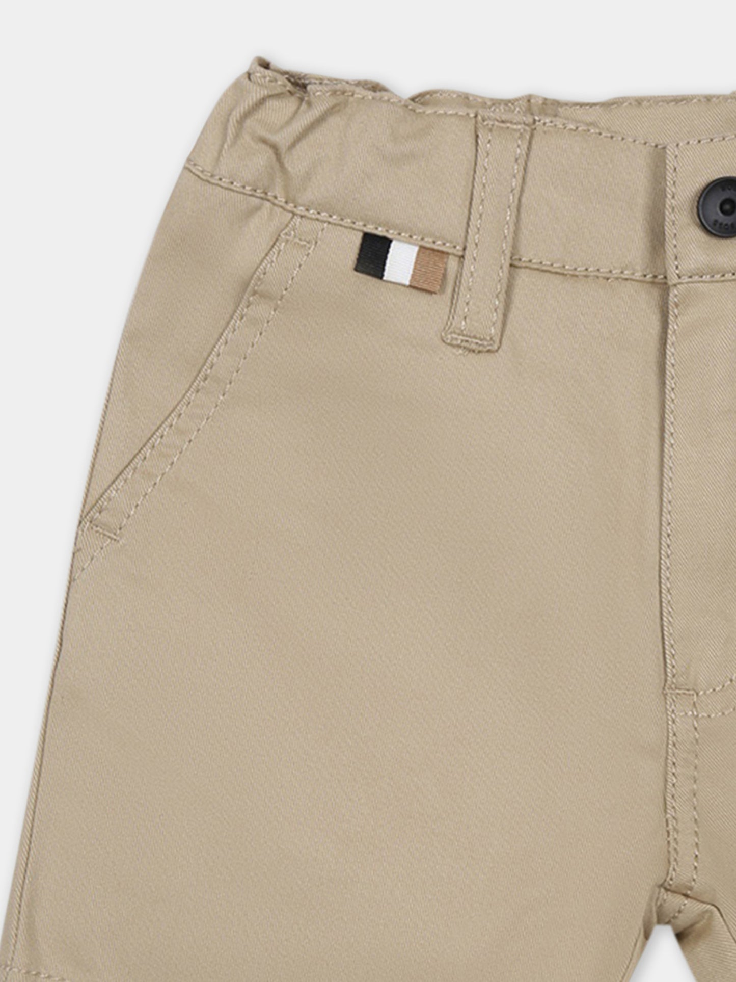 Beige shorts for baby boy with logo