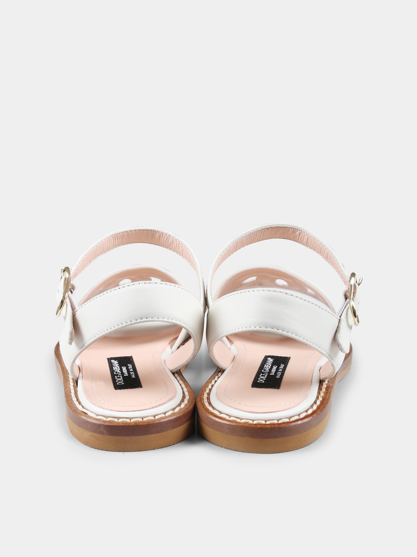 Sandali bianchi per bambina con logo DG,Dolce & Gabbana Kids,D11308 A1223 8S936