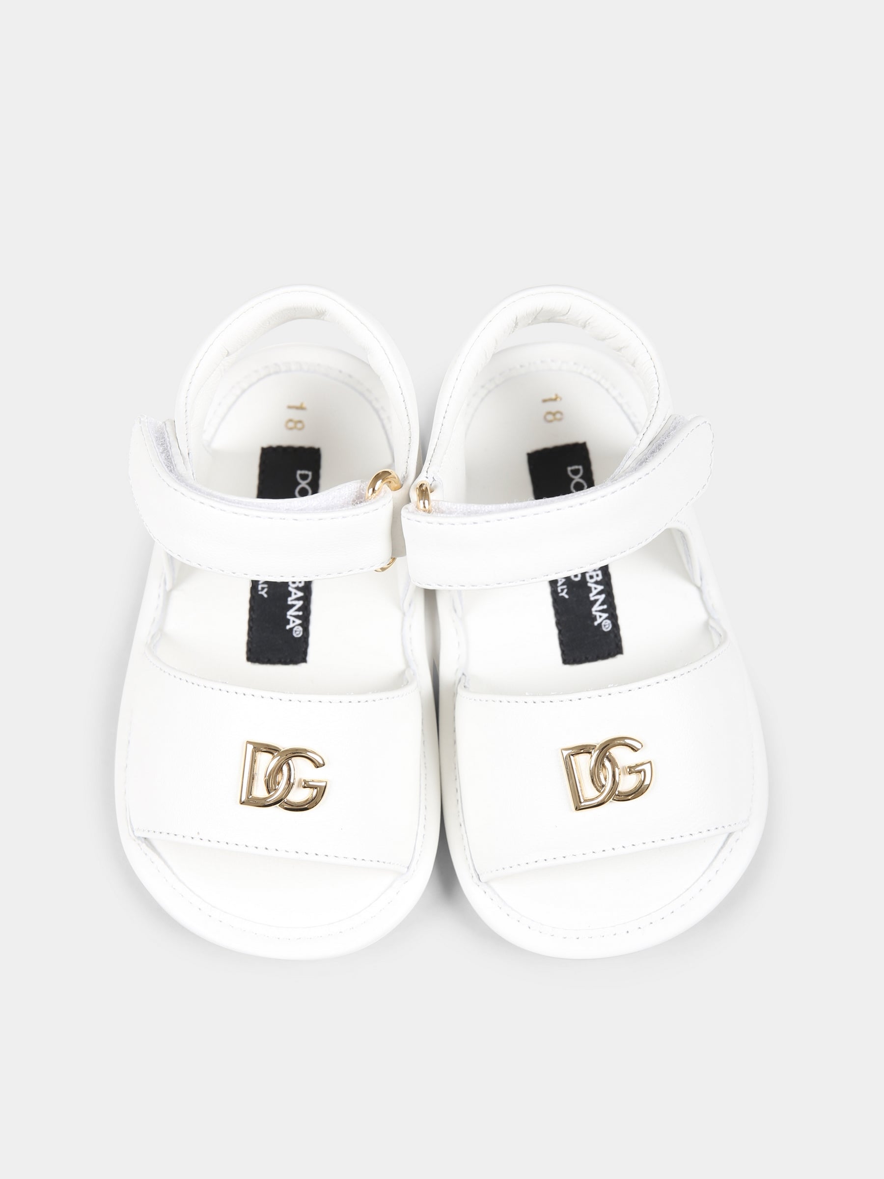 Sandali bianchi per neonata con logo,Dolce & Gabbana Kids,DK0157 AB793 80001