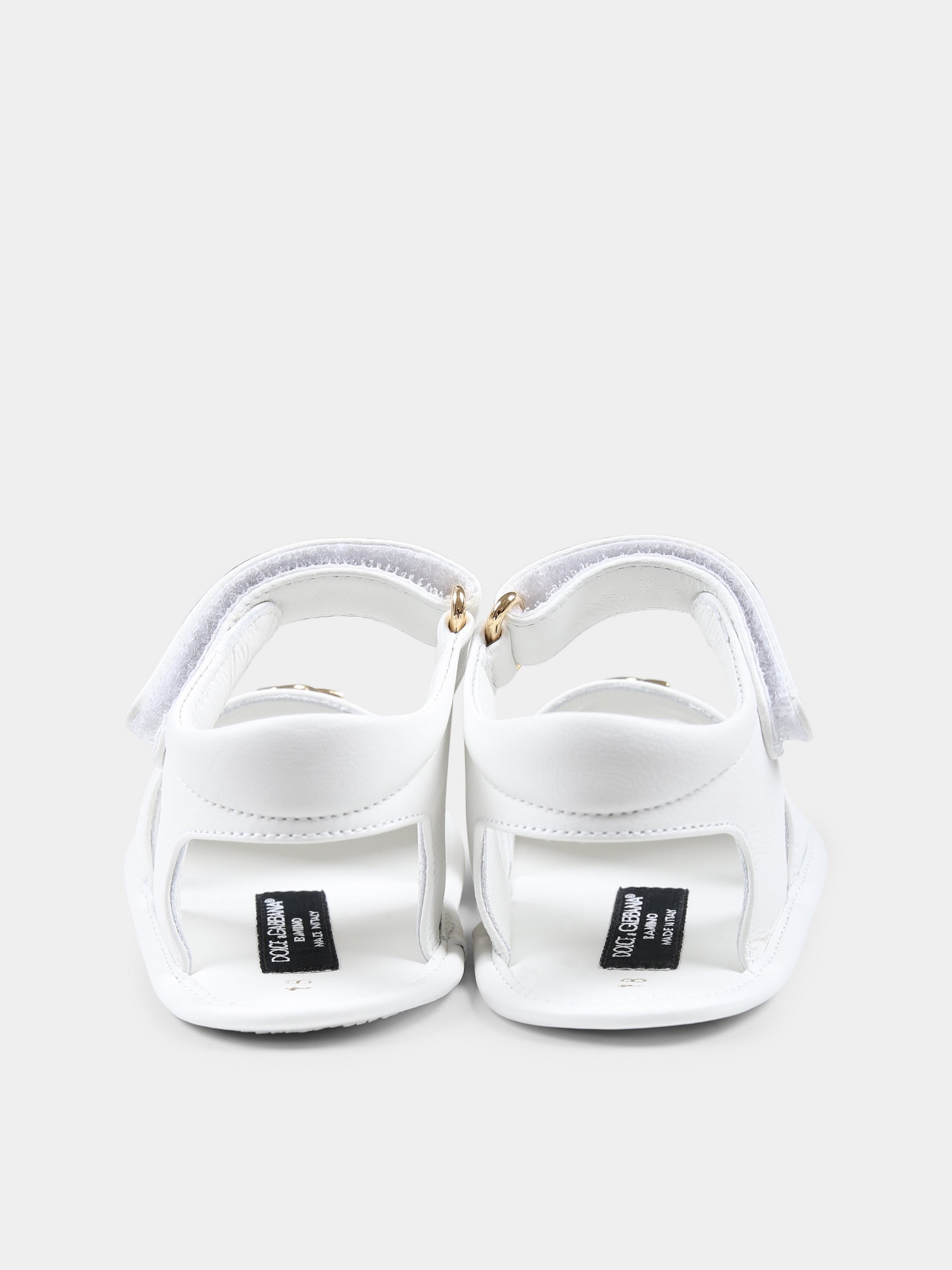 Sandali bianchi per neonata con logo,Dolce & Gabbana Kids,DK0157 AB793 80001