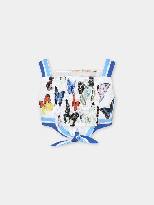 White crop top for girl with butterflies