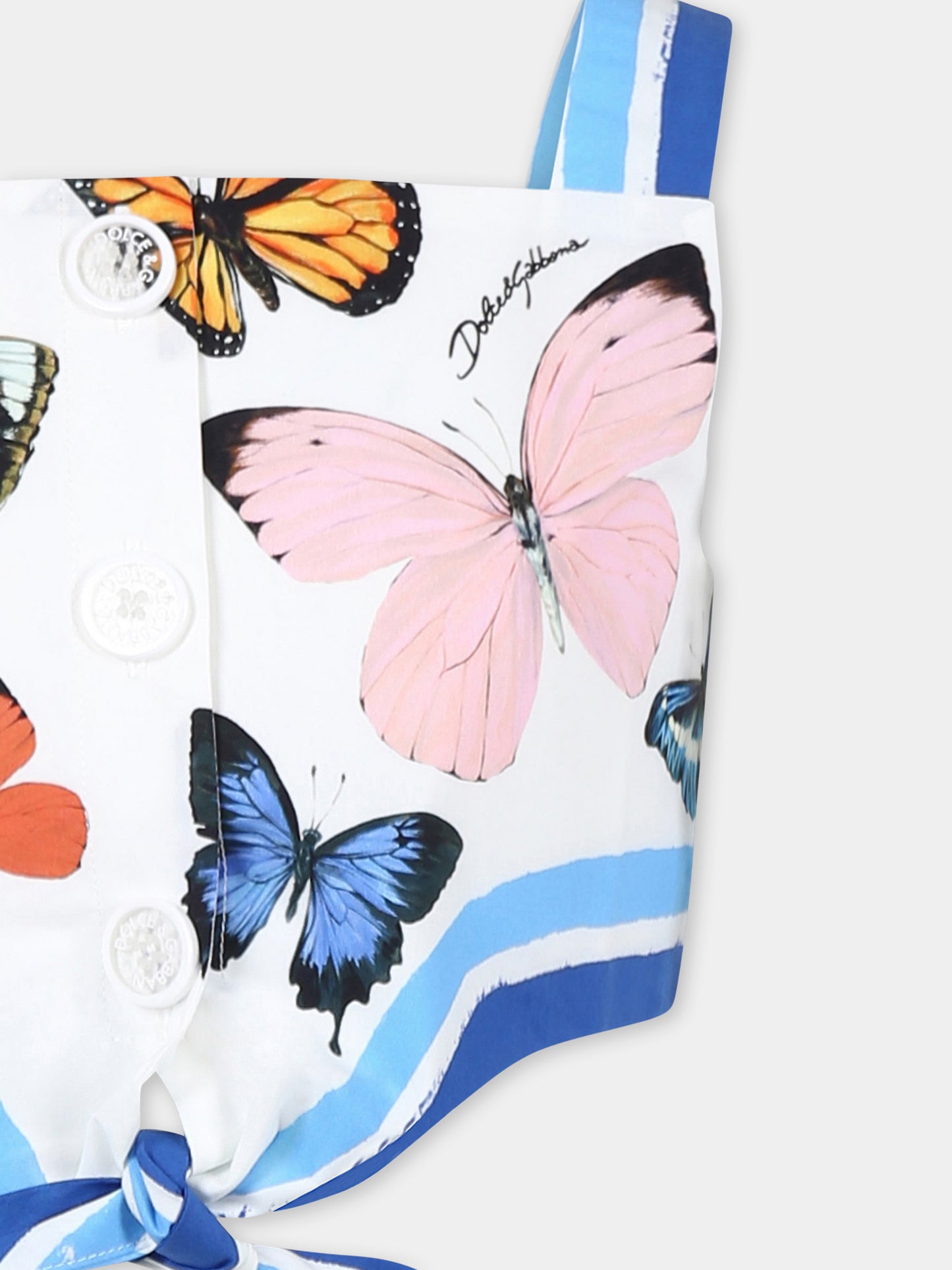 White crop top for girl with butterflies