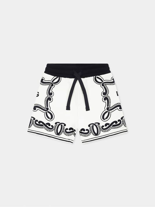 White shorts for baby boy with bandana print