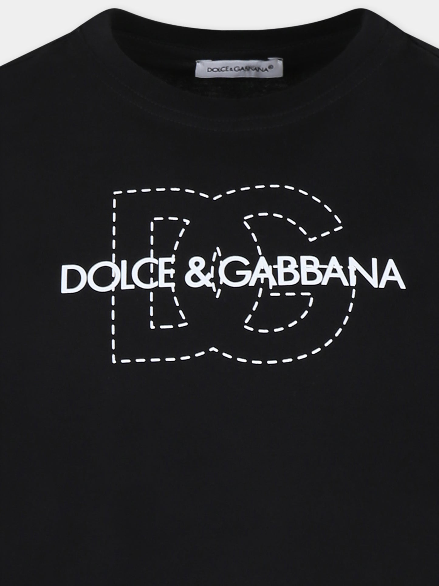 T-shirt nera per bambino con logo,Dolce & Gabbana Kids,L4JTHV G7O6M N0000