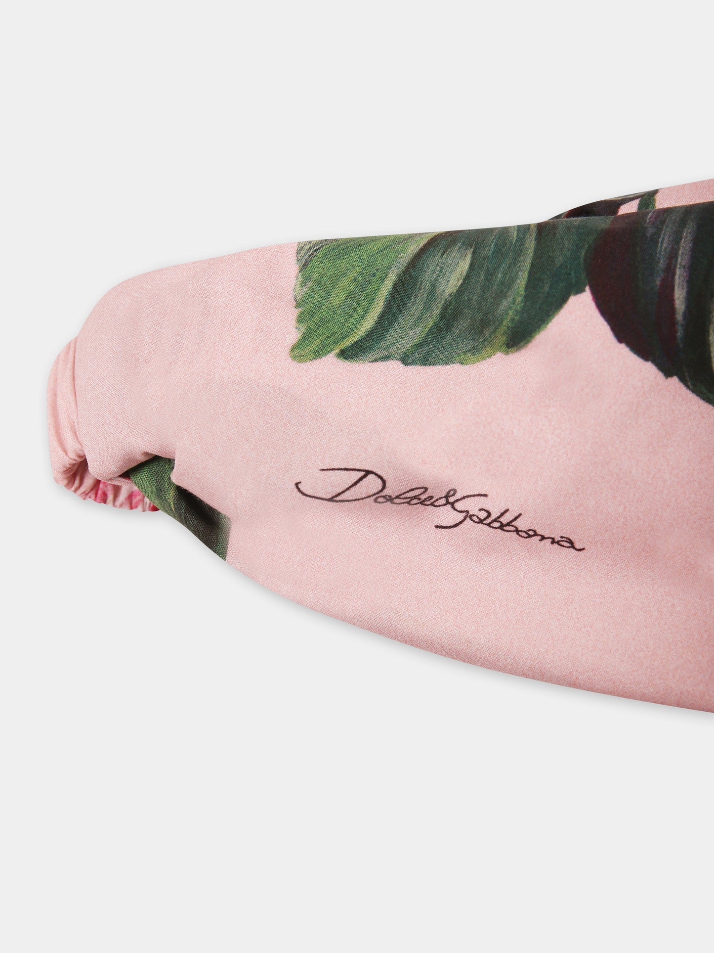 Pink headband  for girl with rose print