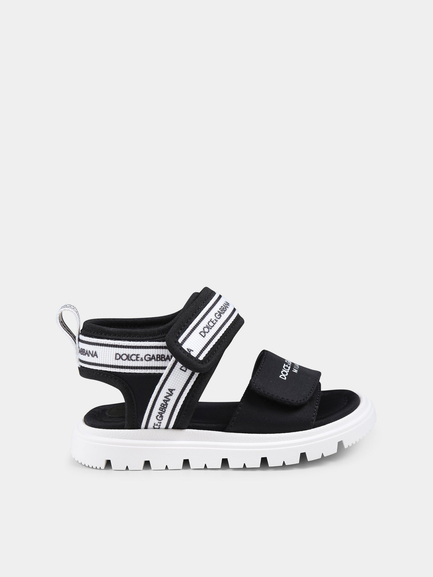 Sandali neri per bambini con logo,Dolce & Gabbana Kids,DL0082 AE928 89690