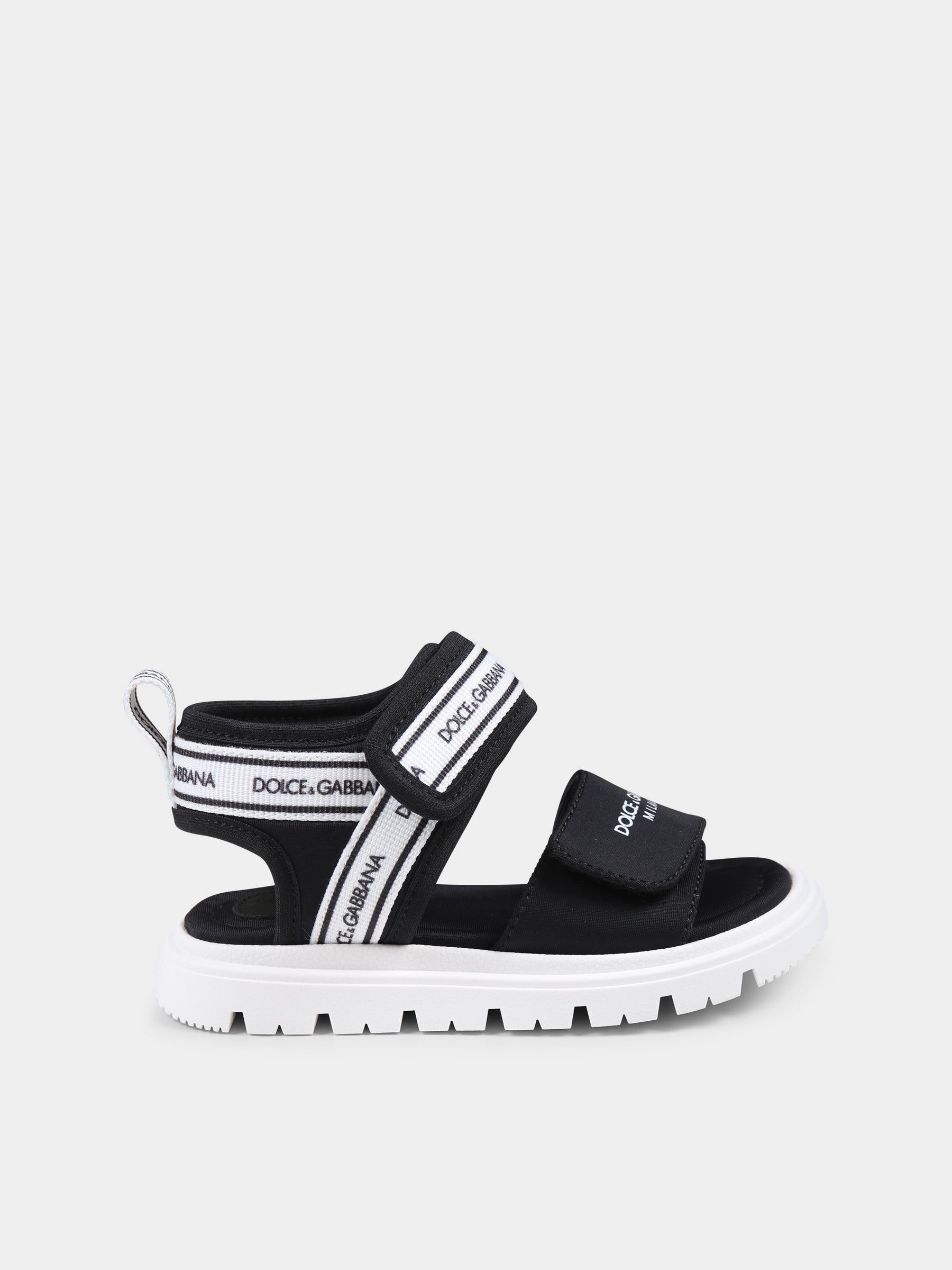 Sandali neri per bambini con logo,Dolce & Gabbana Kids,DL0082 AE928 89690