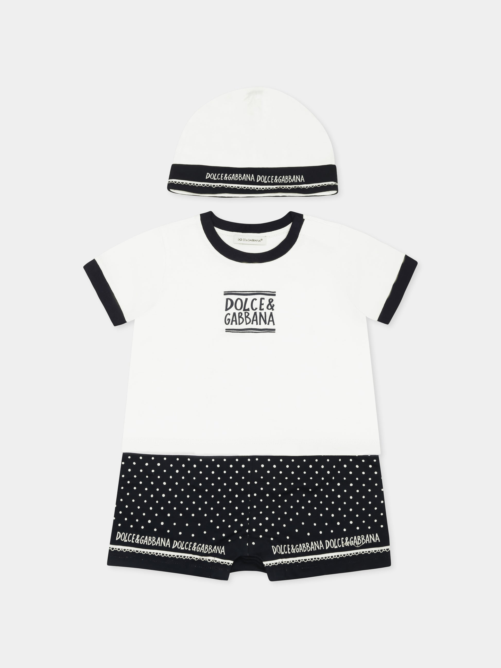 Set pagliaccetto multicolor per neonato con logo,Dolce & Gabbana Kids,L1JO6T G7O0Q S9000