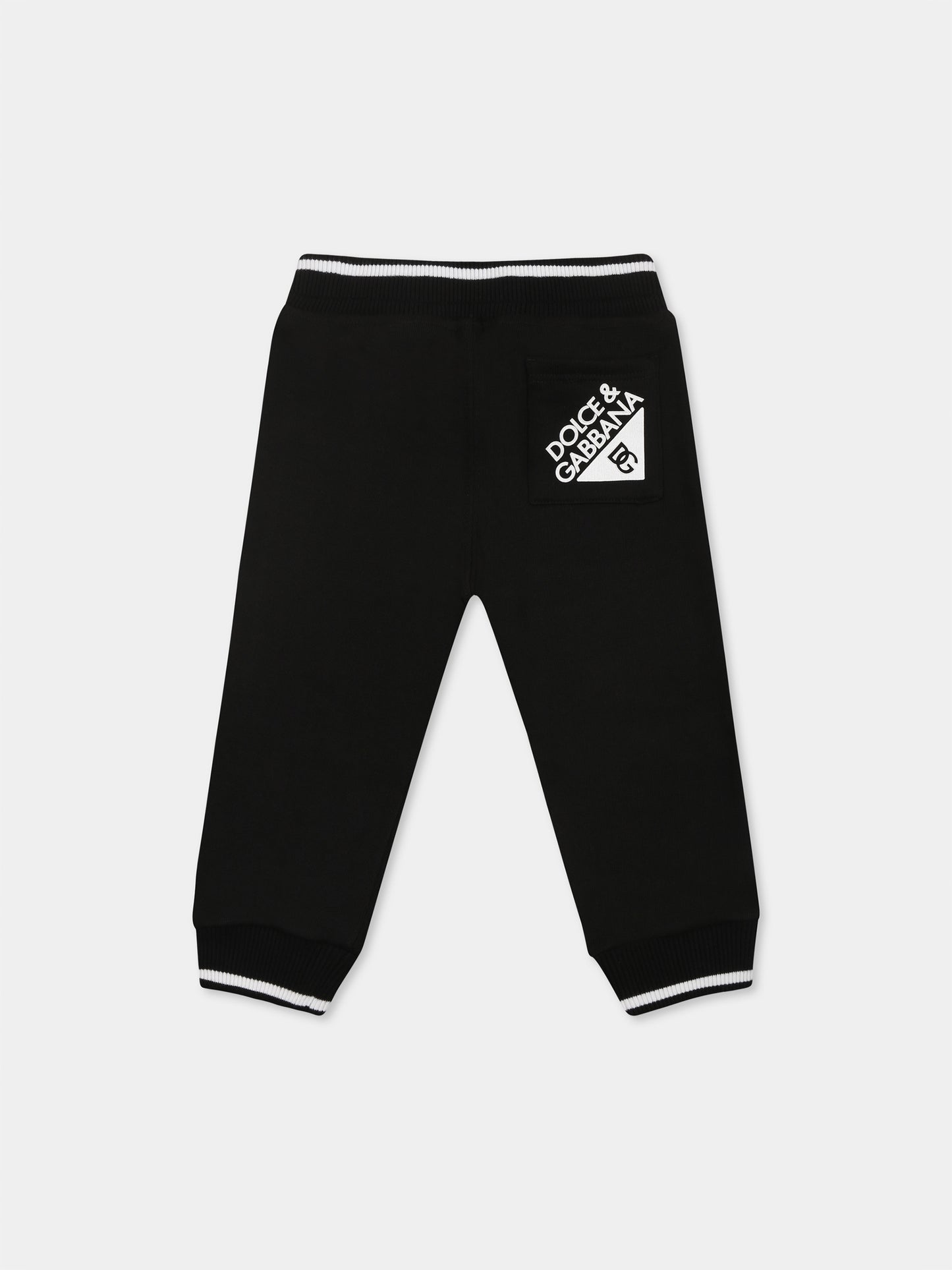 Black trousers for baby kids with logo