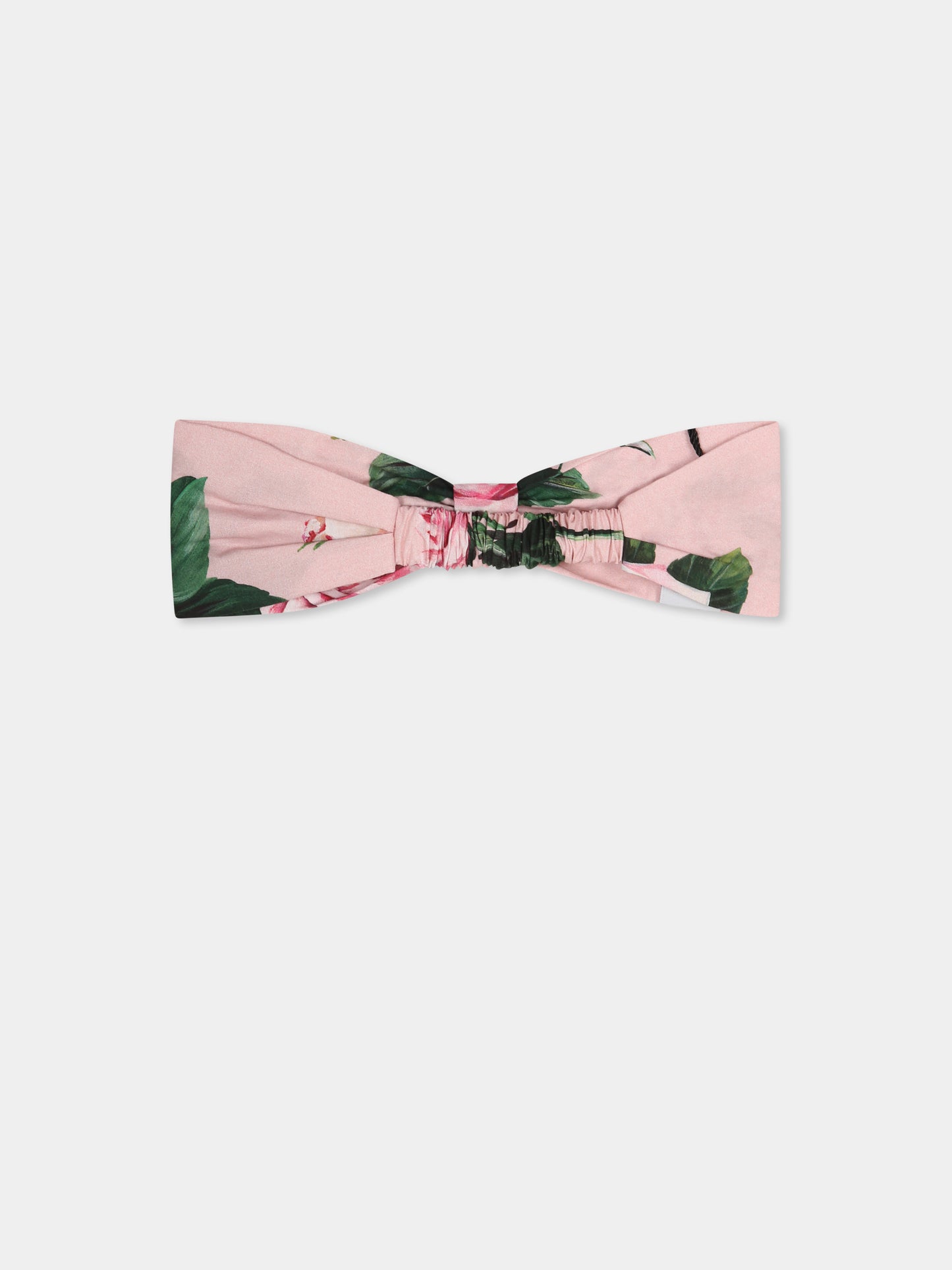 Pink headband  for baby girl with rose print