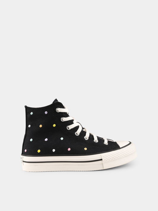 Sneakers Chuck Taylor All Star Eva Lift nere per bambina con pois,Converse,A12608C BLACK
