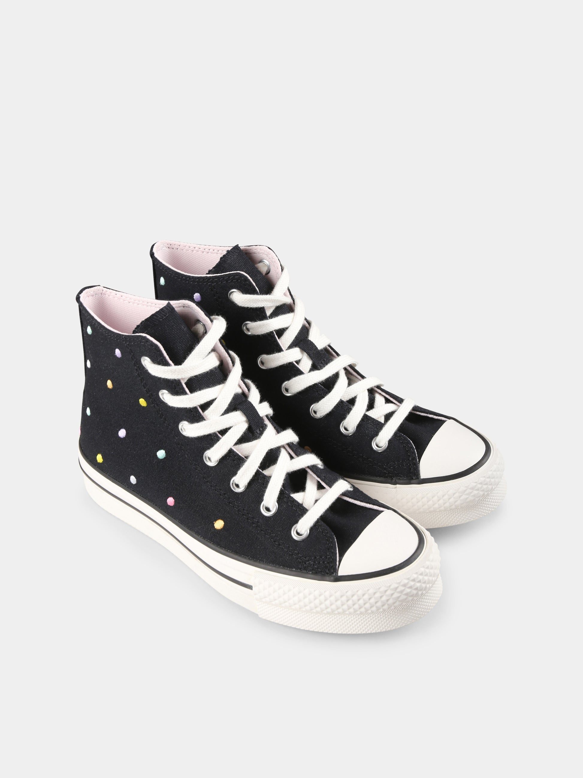Sneakers Chuck Taylor All Star Eva Lift nere per bambina con pois,Converse,A12608C BLACK
