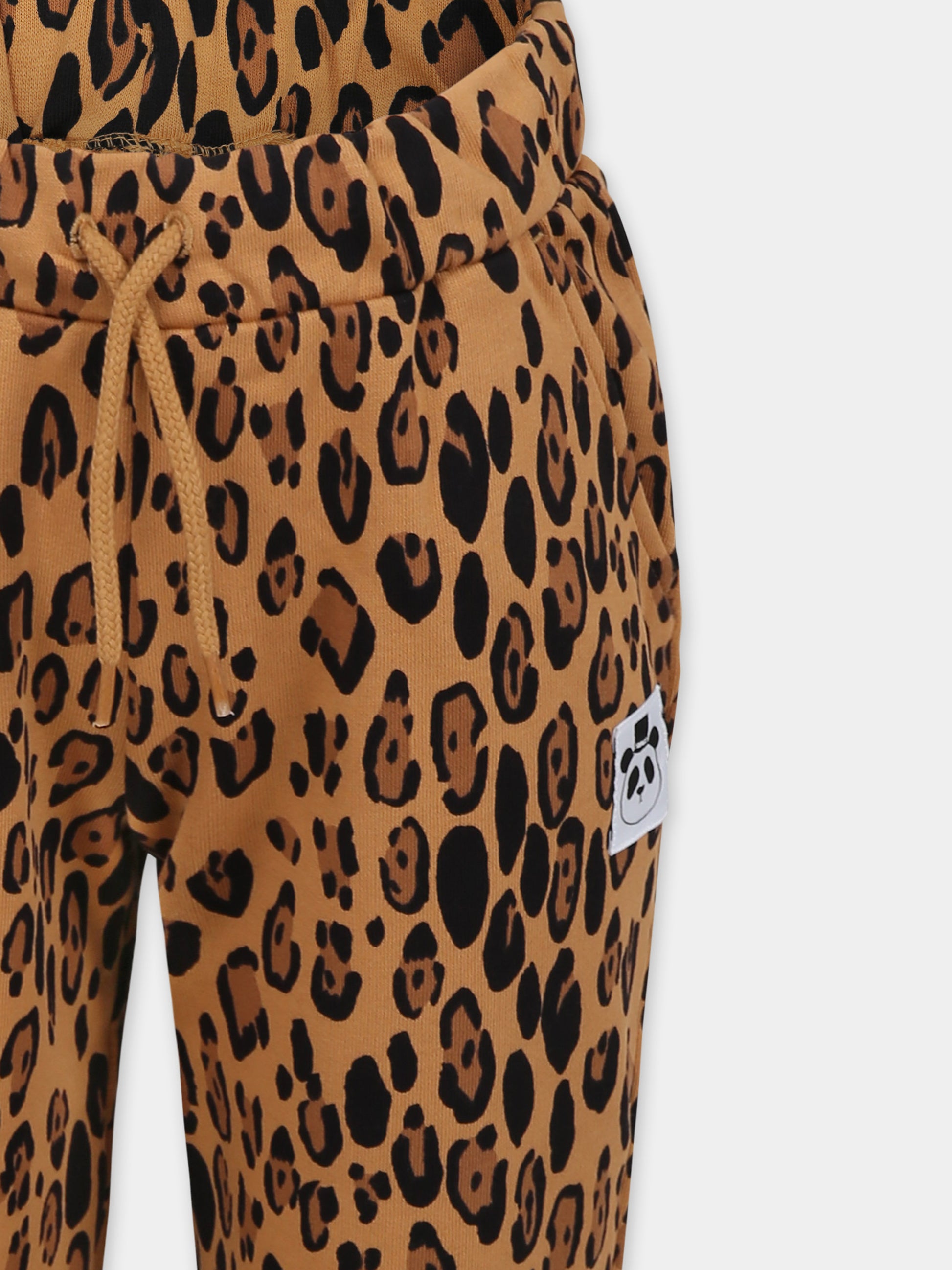 Beige trousers for kids with spotted print,Mini Rodini,1000014313