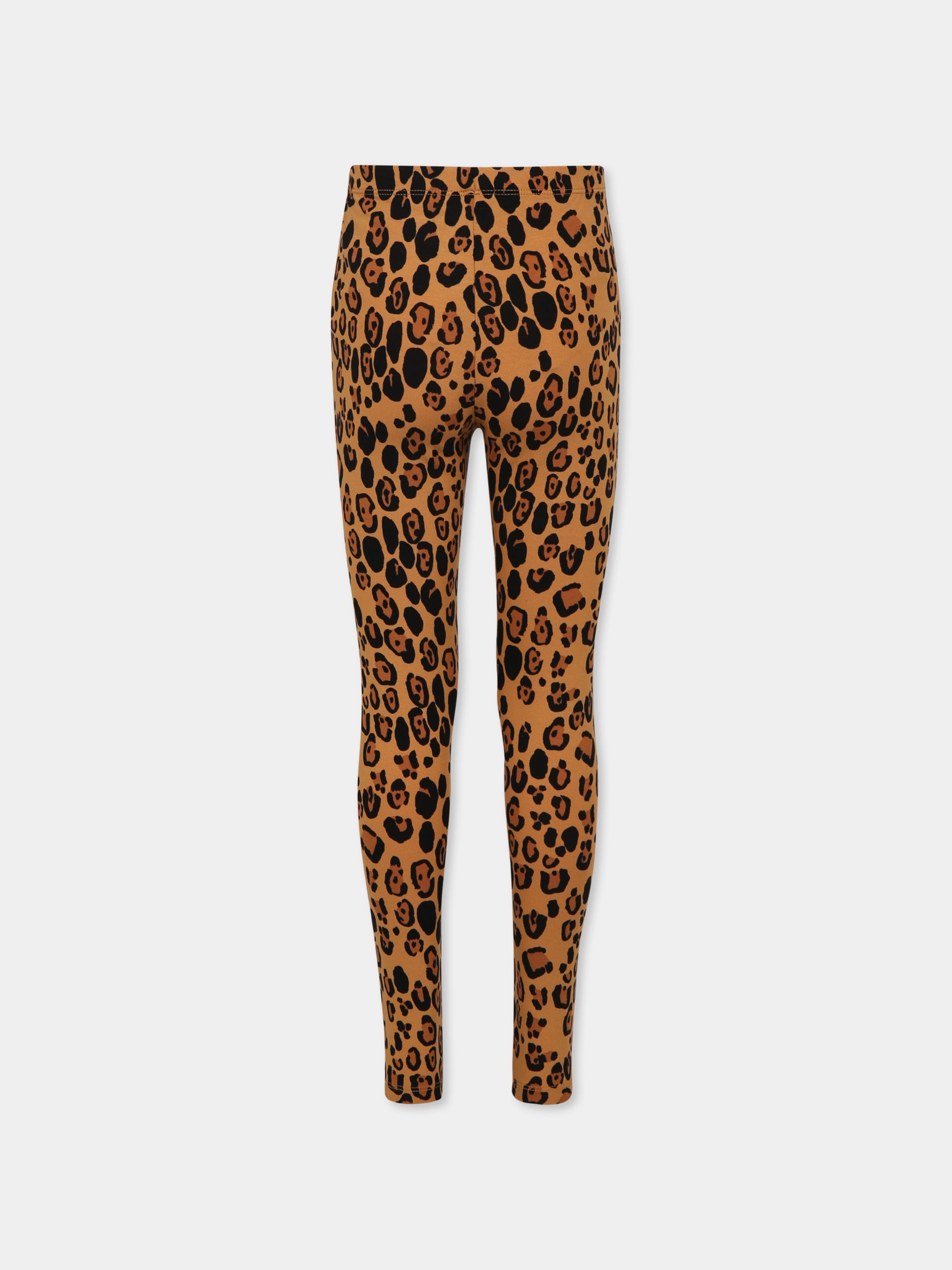 Leggings beige per bambina con stampa maculata,Mini Rodini,1000001013