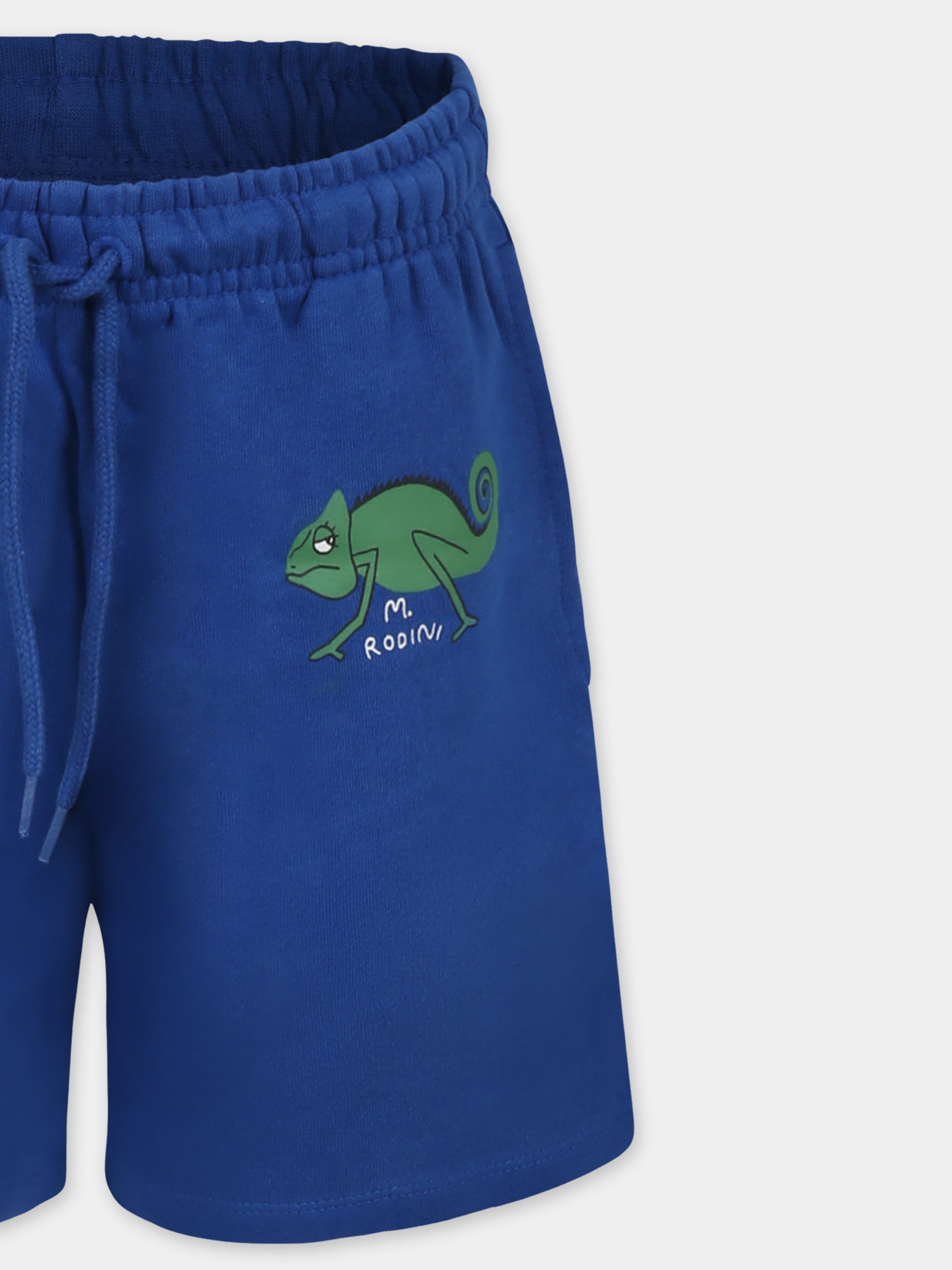Shorts blu per bambino con camaleonte,Mini Rodini,2523015460