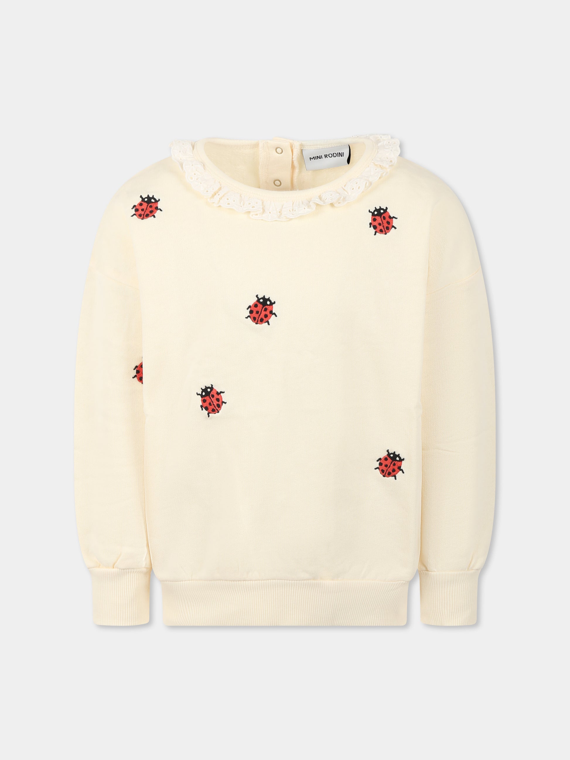 Felpa avorio per bambina con coccinelle,Mini Rodini,2522010711