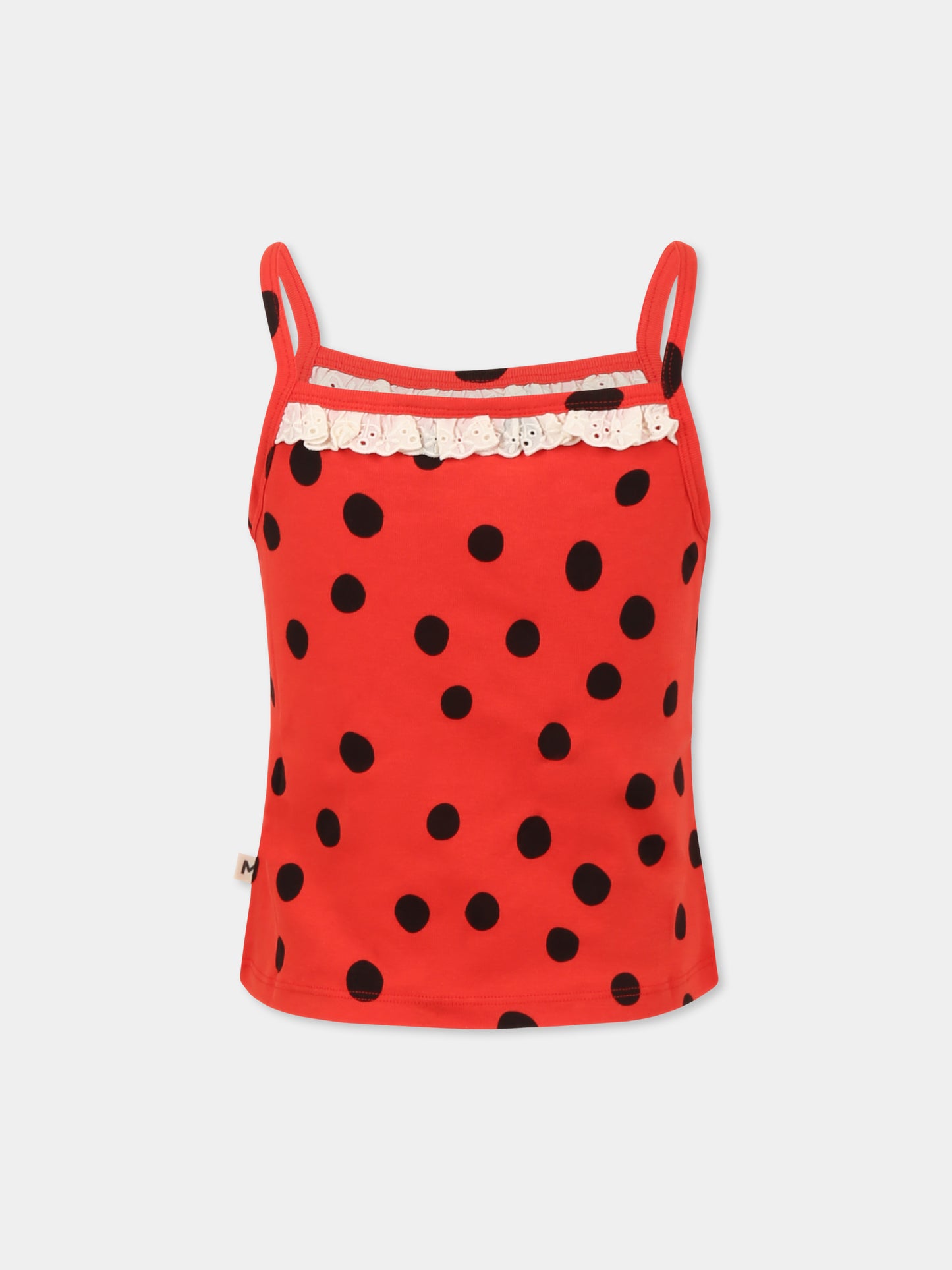 Canotta rossa per bambina con pois,Mini Rodini,2522010342