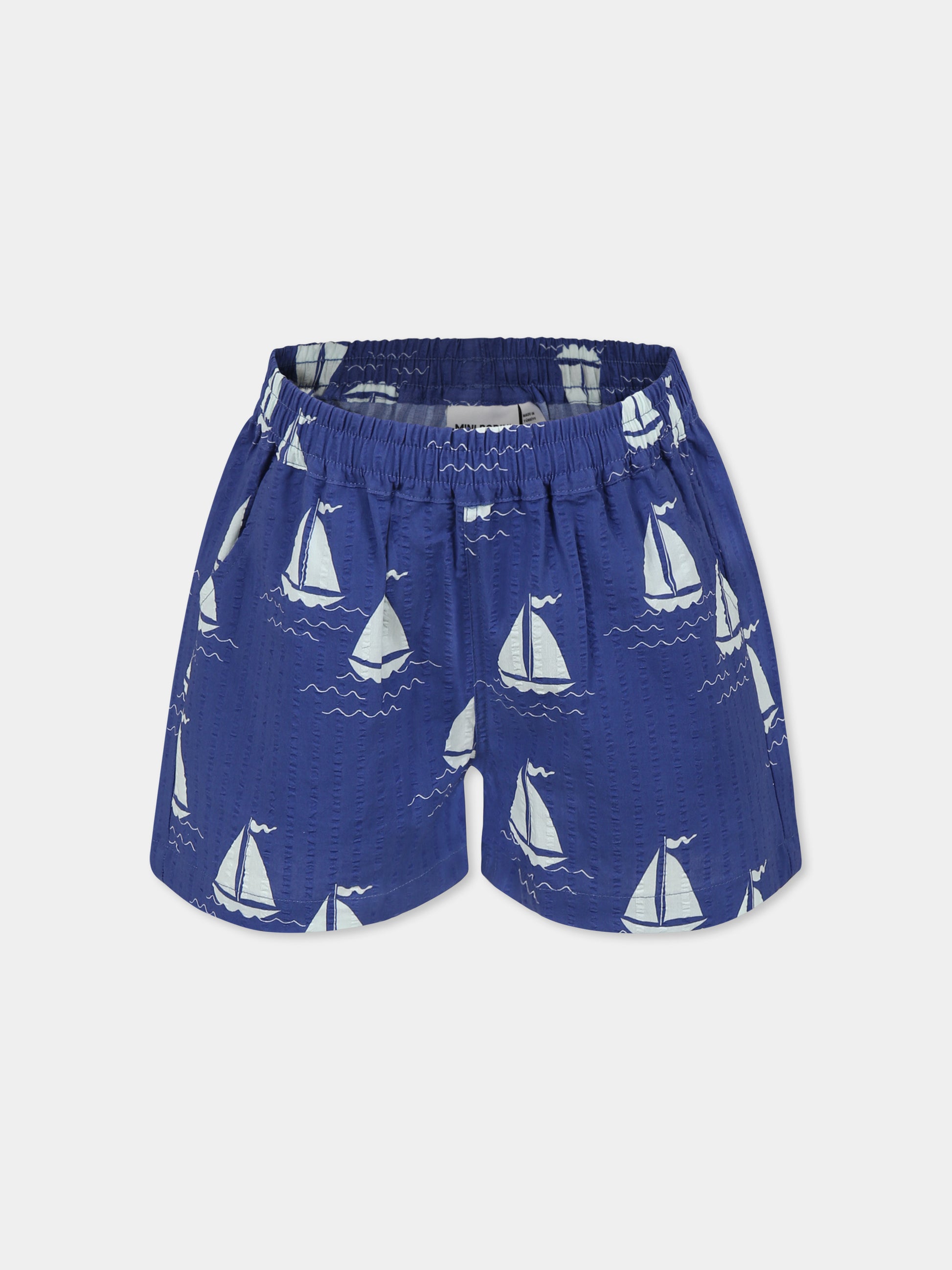 Shorts blu per bambini con barche a vela all over,Mini Rodini,2523016460