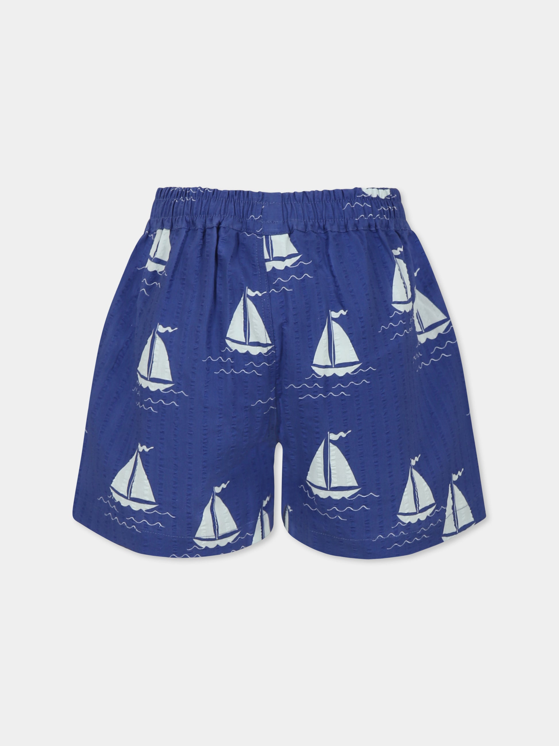 Shorts blu per bambini con barche a vela all over,Mini Rodini,2523016460
