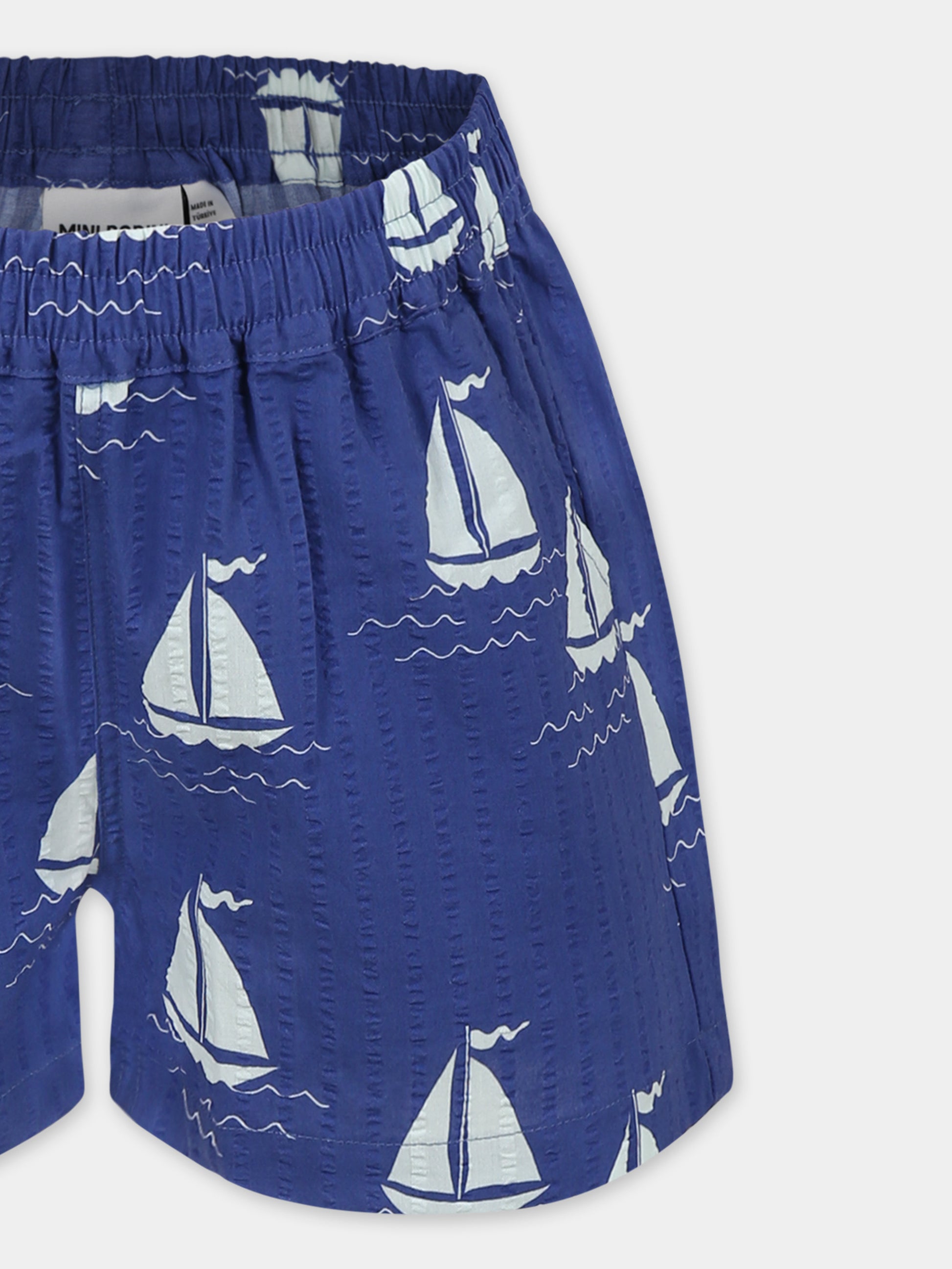Shorts blu per bambini con barche a vela all over,Mini Rodini,2523016460