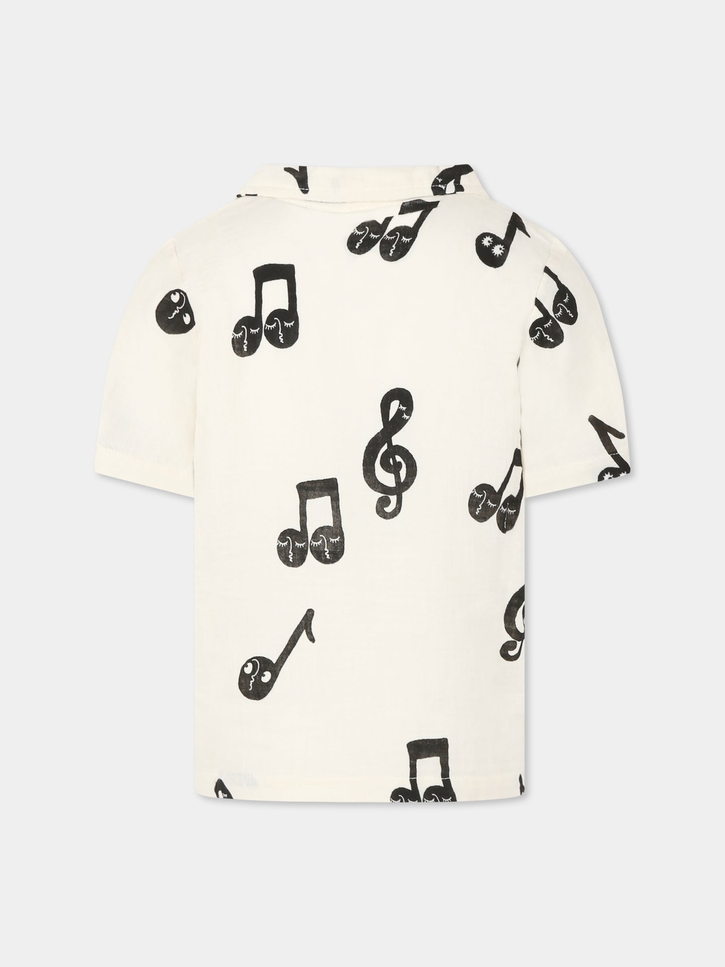 Camicia avorio per bambini con note musicali all-over,Mini Rodini,2522017910