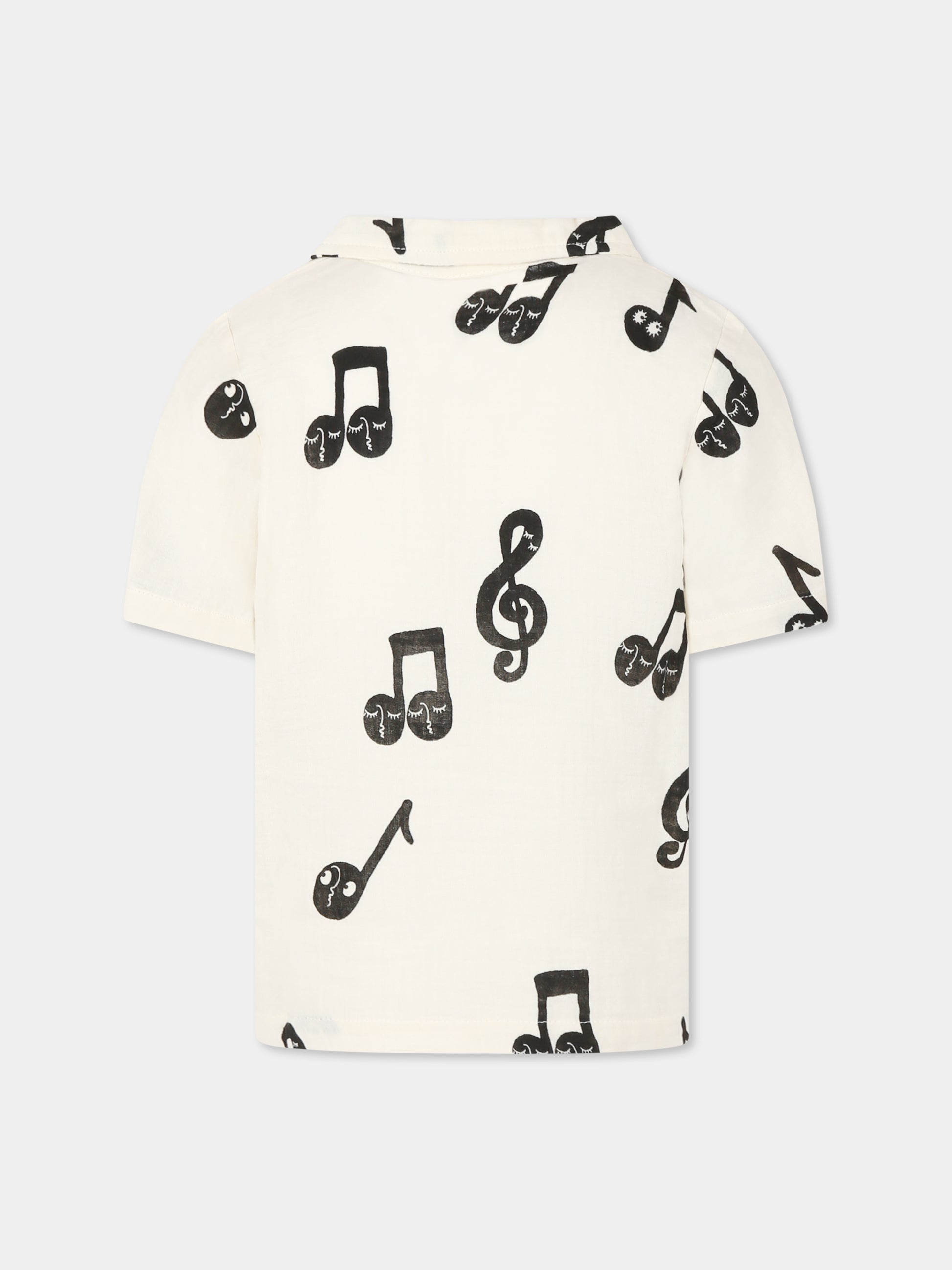 Camicia avorio per bambini con note musicali all-over,Mini Rodini,2522017910