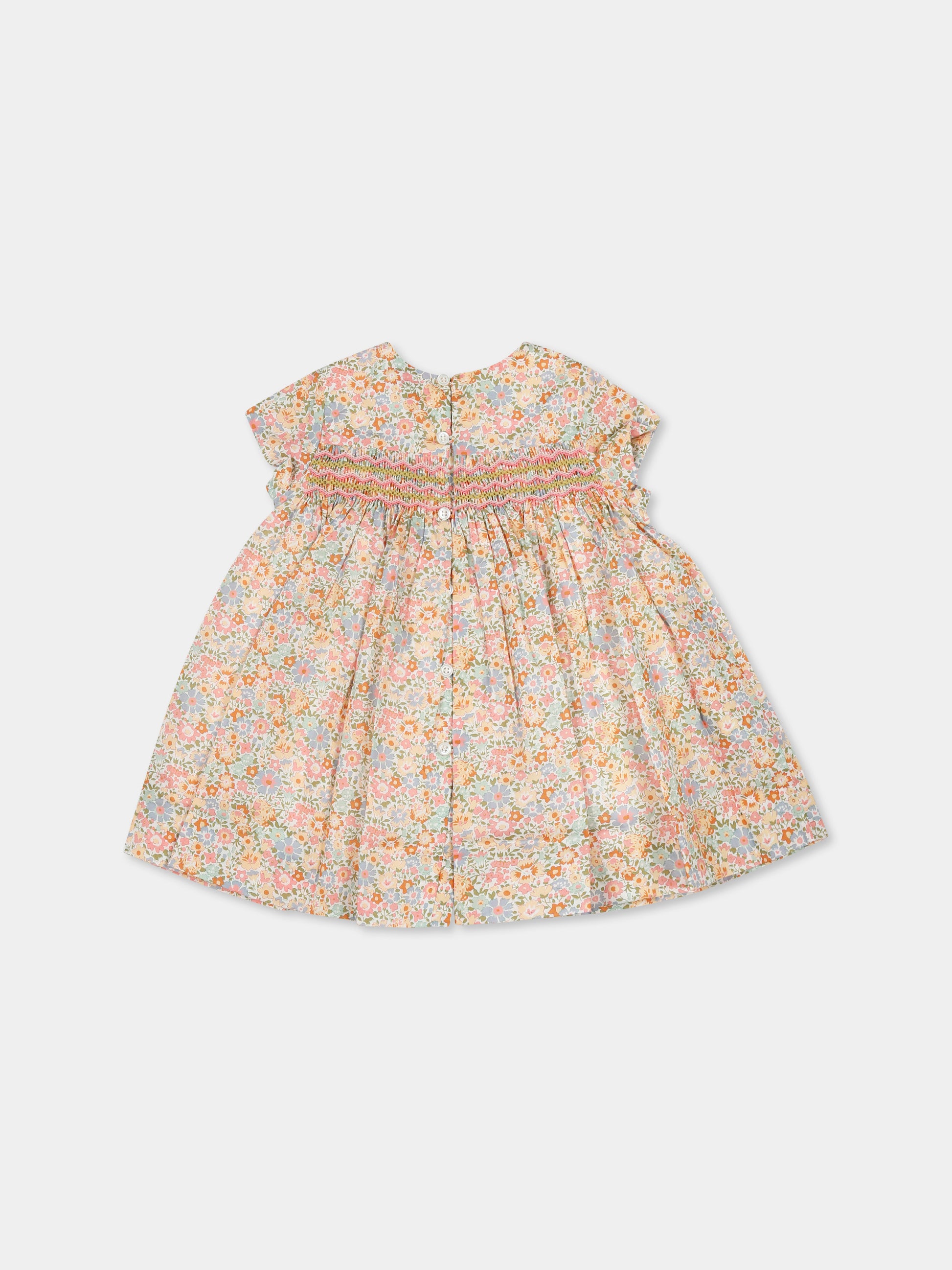 Vestito multicolor per neonata con stampa floreale,Bonpoint,S05XDRW00031 525C