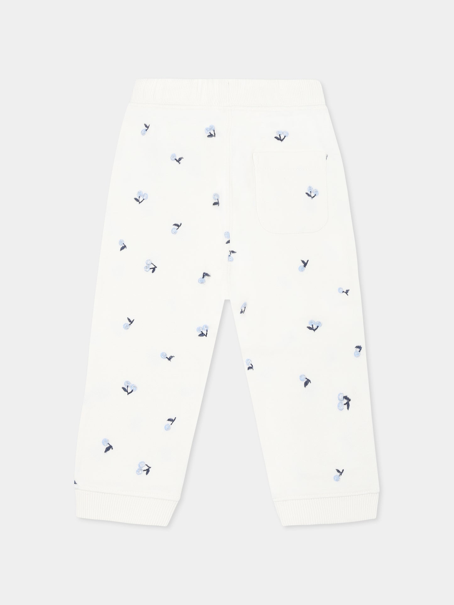 Ivory trousers for baby girl with cherries