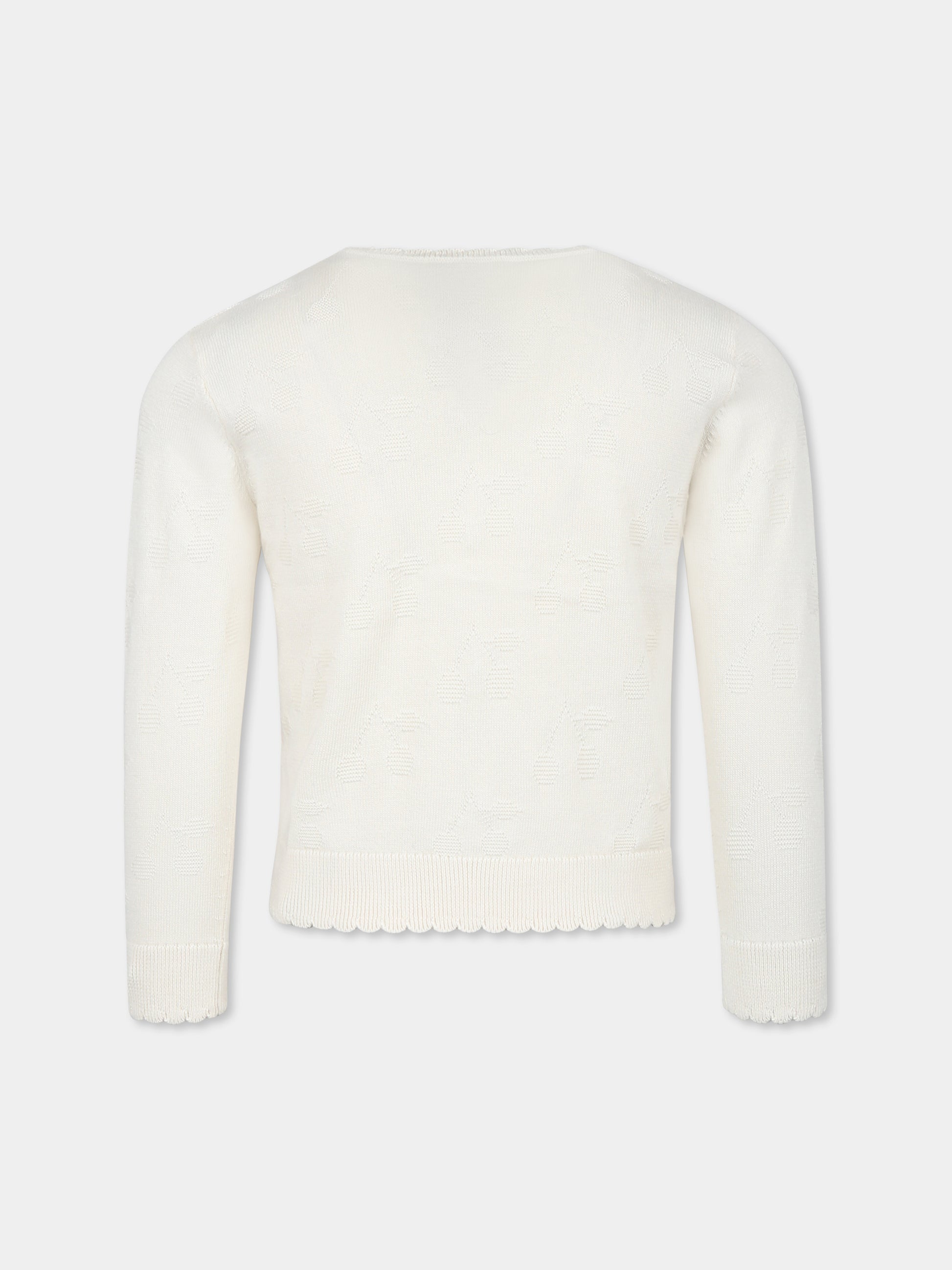 Cardigan avorio per bambina con ciliegie,Bonpoint,S05GCAK00001 004