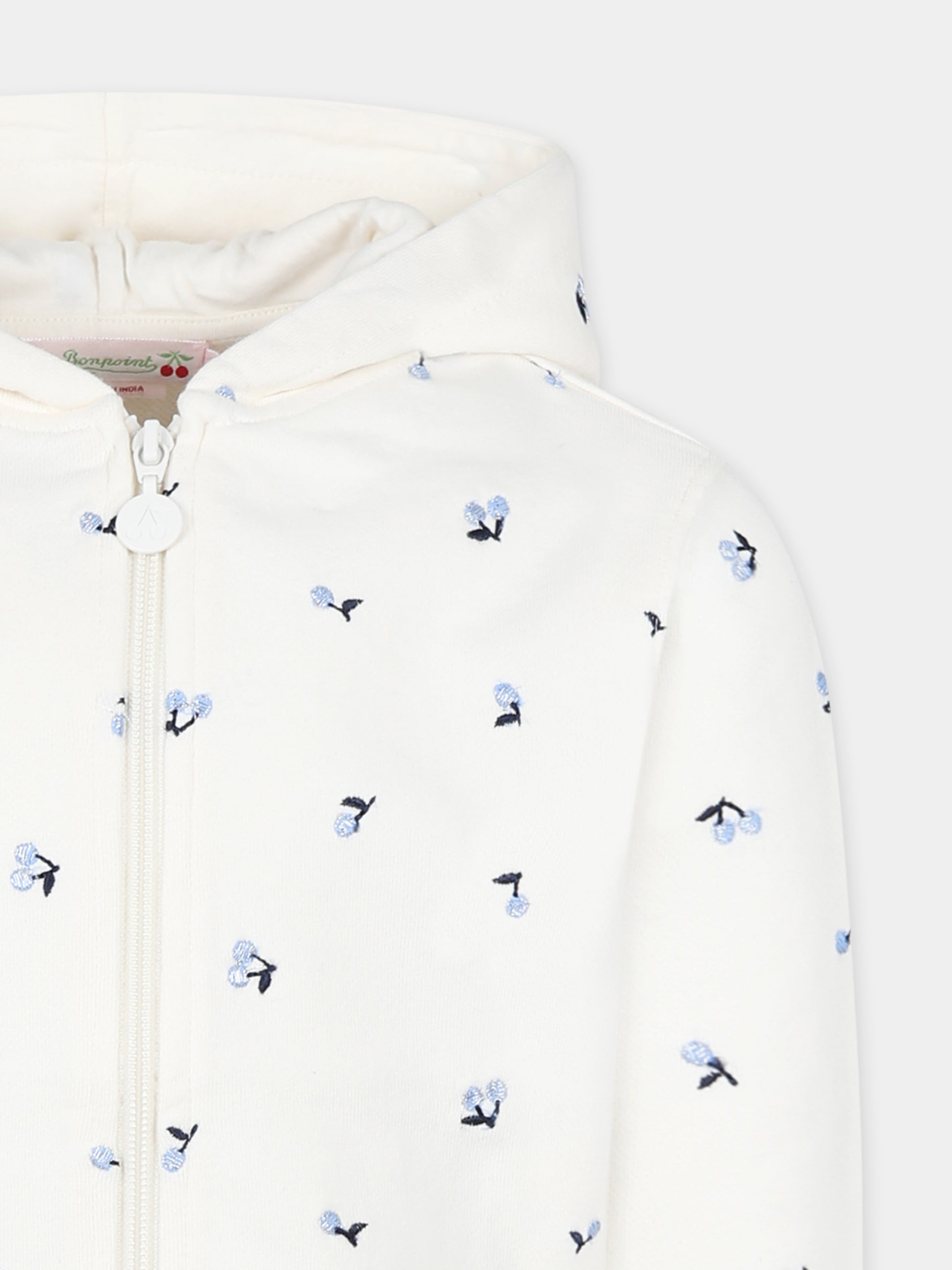 Felpa avorio per bambina con ciliegie,Bonpoint,S05GSWK00008 672
