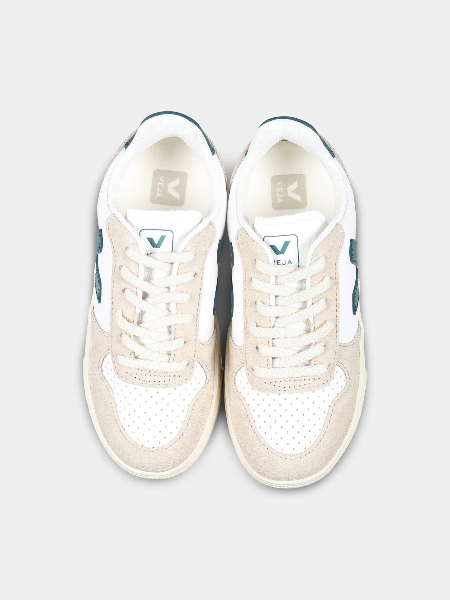 White sneakers for kids with logo