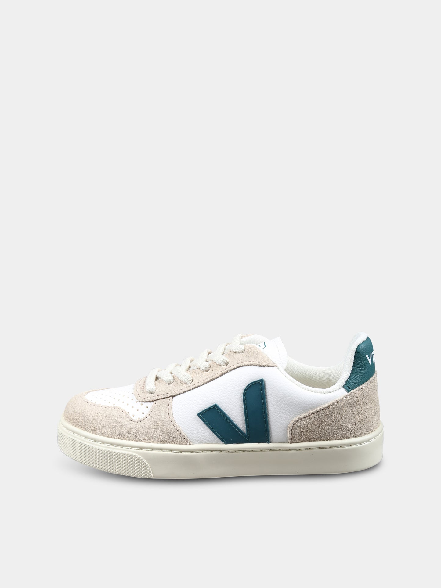 White sneakers for kids with logo