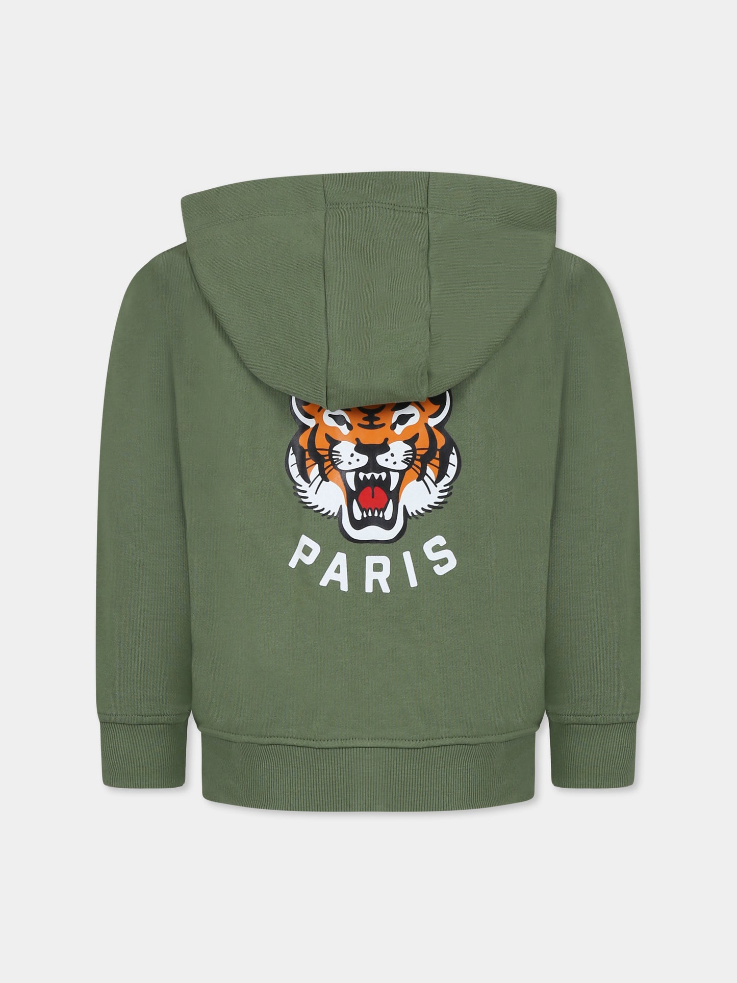 Felpa verde per bambini con Lucky Tiger,Kenzo Kids,K61190 64S