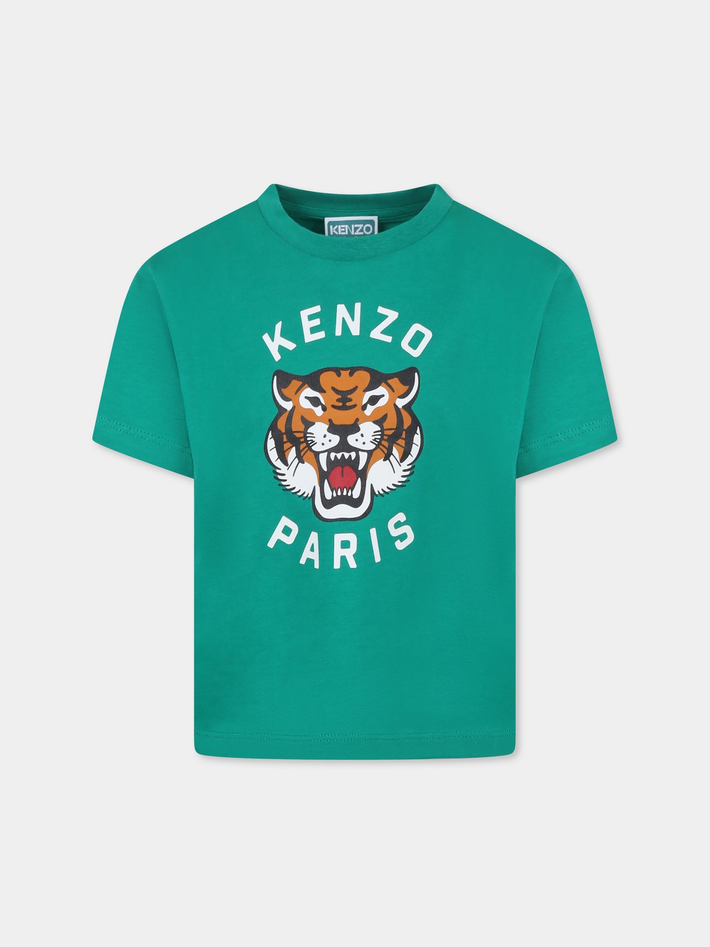 Green t-shirt for kids with Lucky Tiger