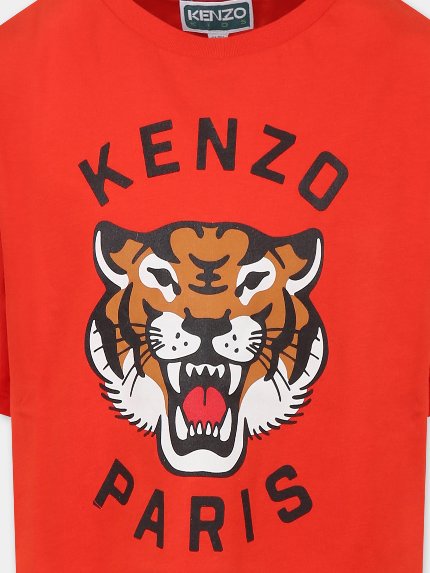 Red t-shirt for kids with Lucky Tiger