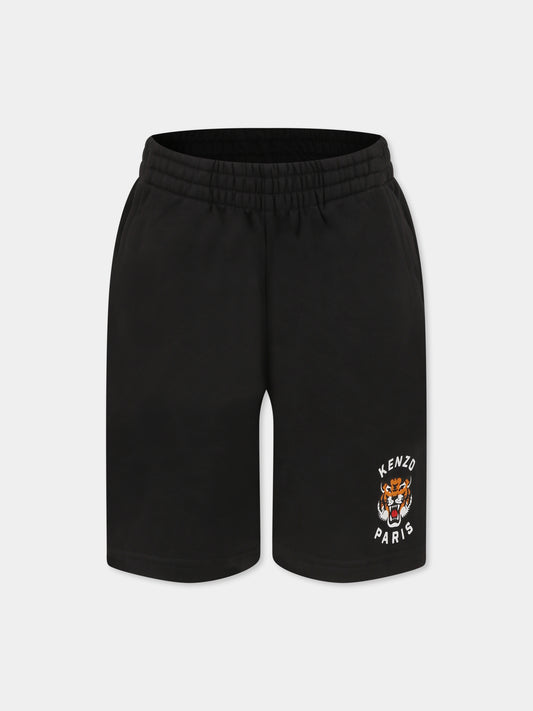 Shorts grigi per bambino con Lucky Tiger,Kenzo Kids,K61122 095