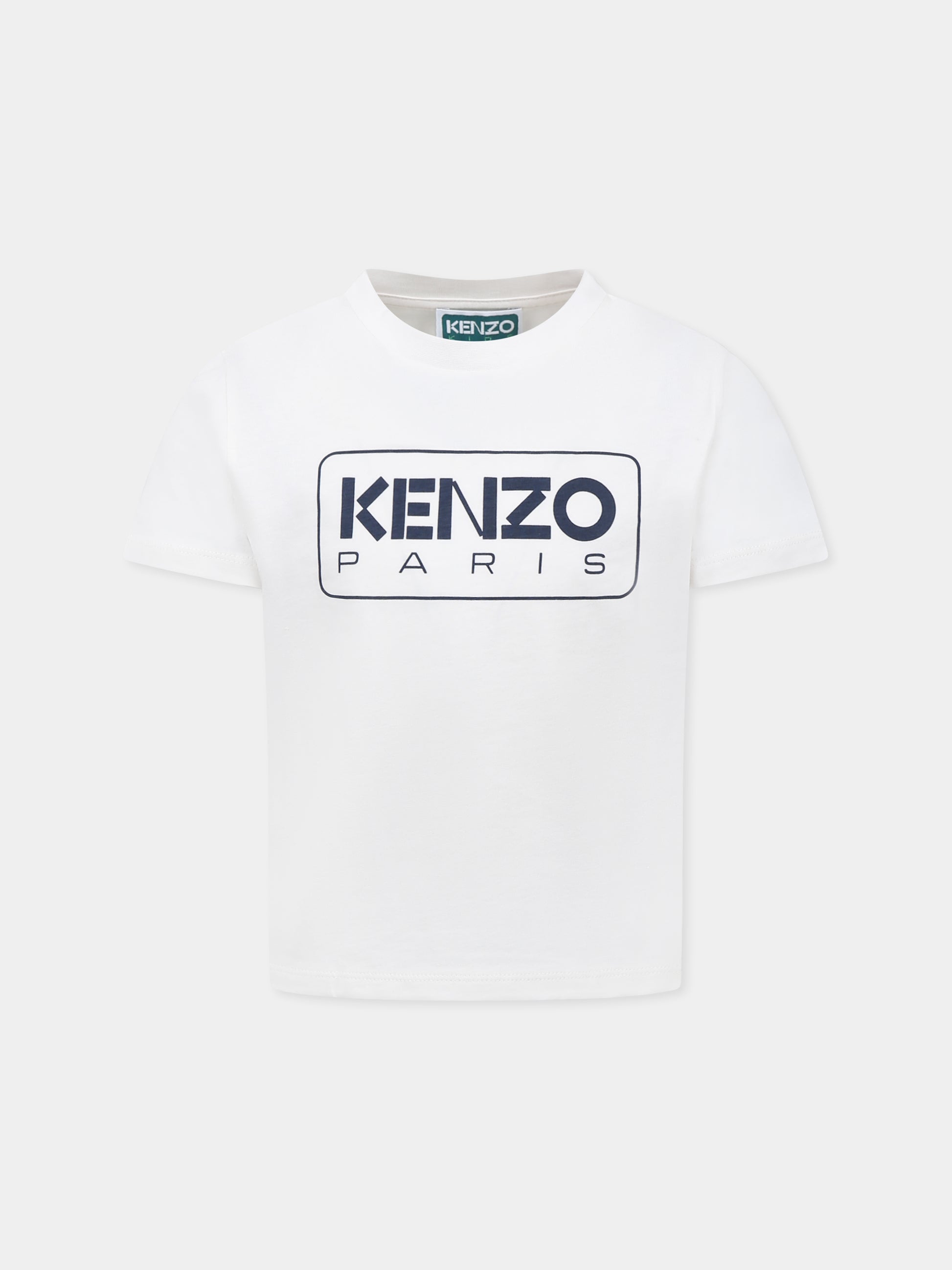 T-shirt avorio per bambini con logo,Kenzo Kids,K61142 117