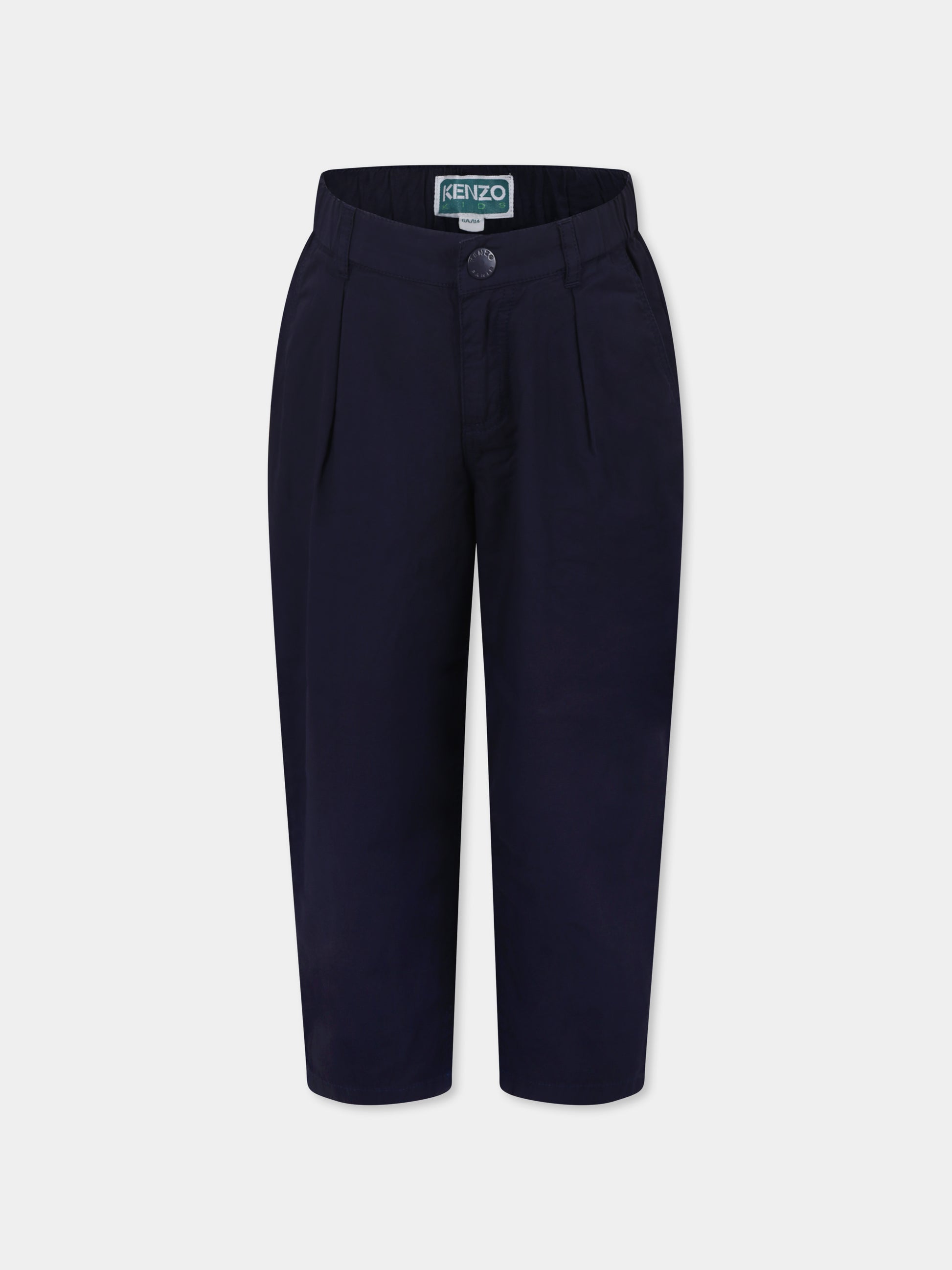 Pantaloni blu per bambino con logo,Kenzo Kids,K61197 848