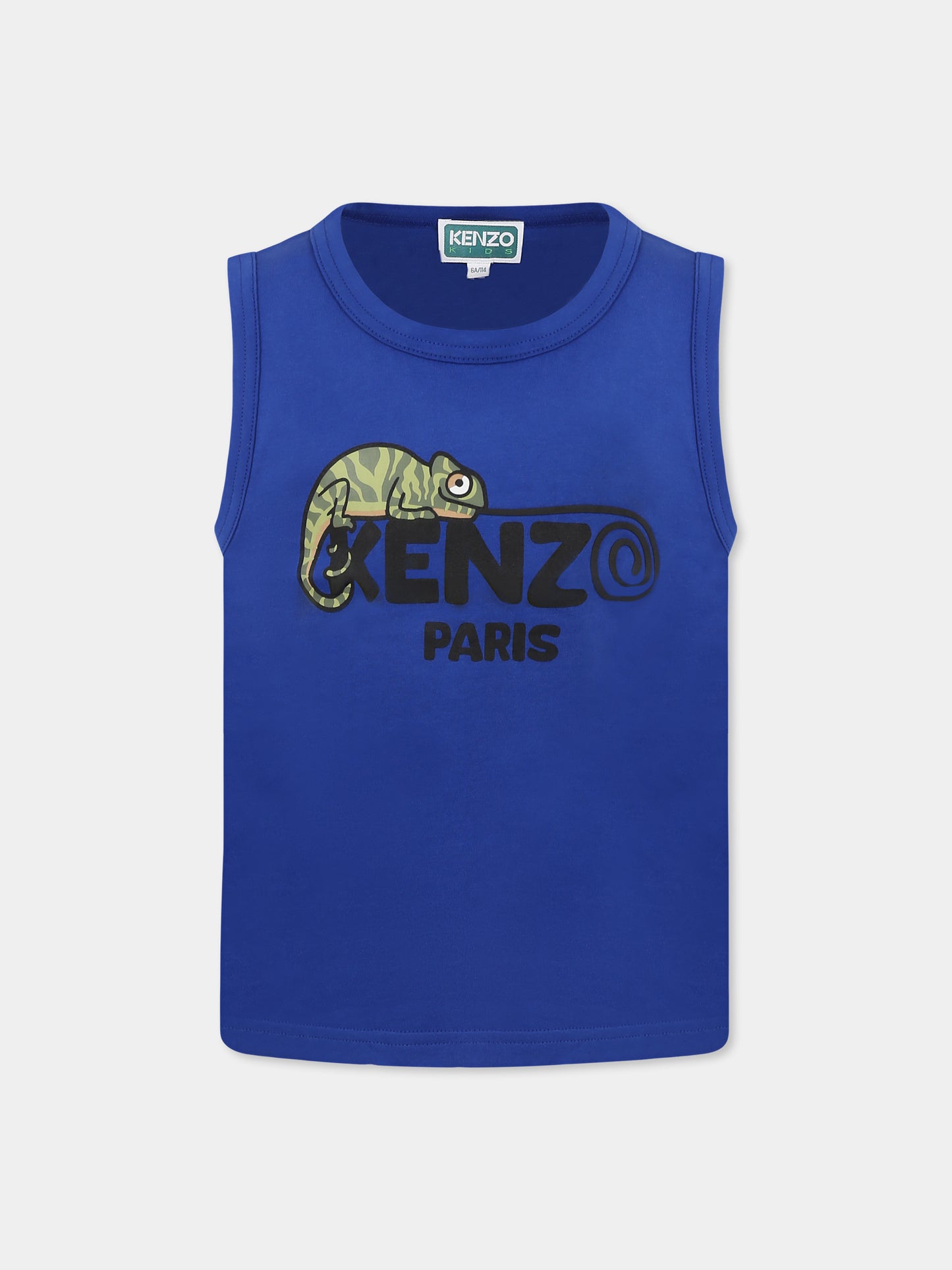 Blue tank top for boy with gecko