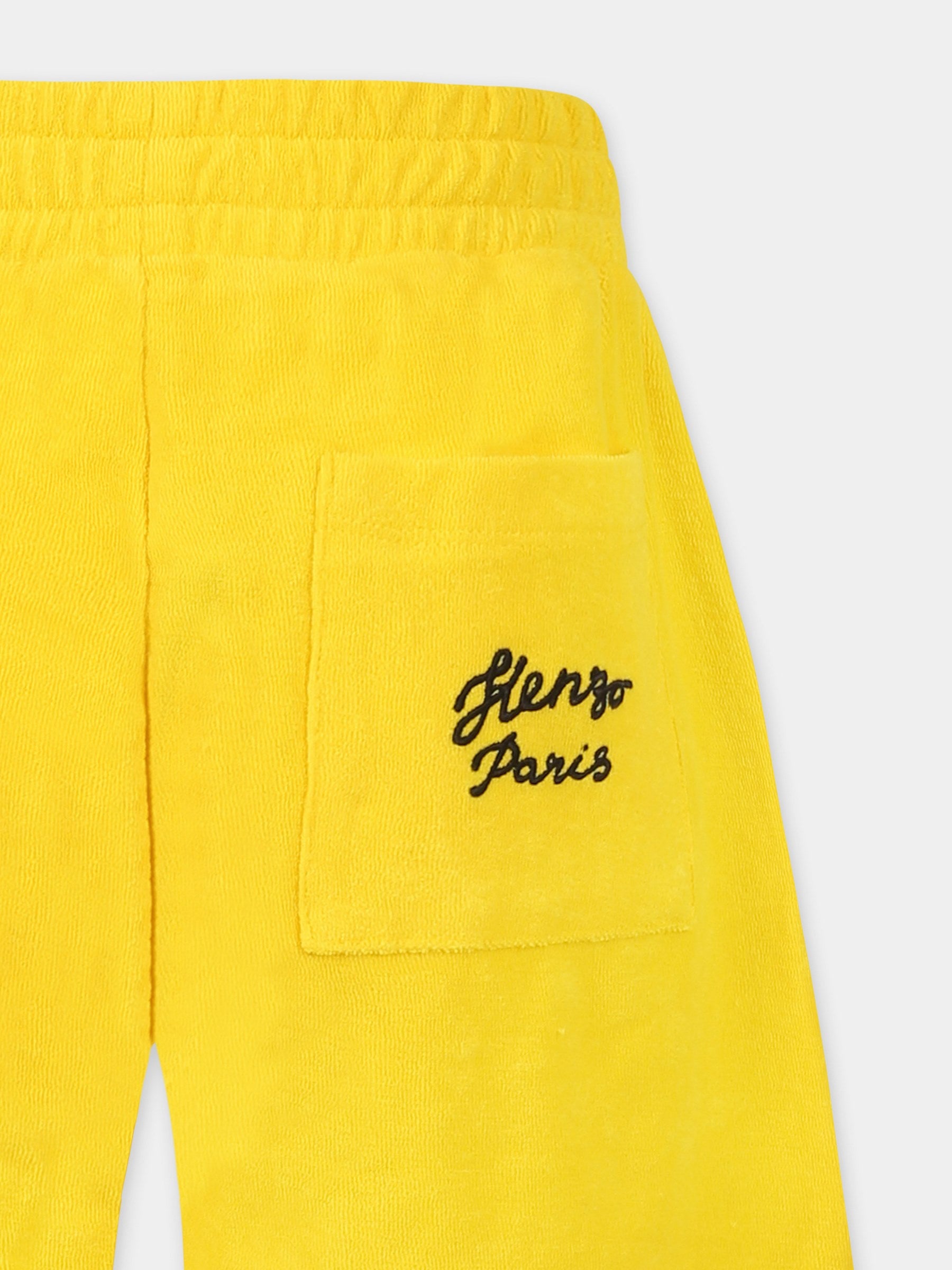 Shorts gialli per bambino con logo nero,Kenzo Kids,K61128 525