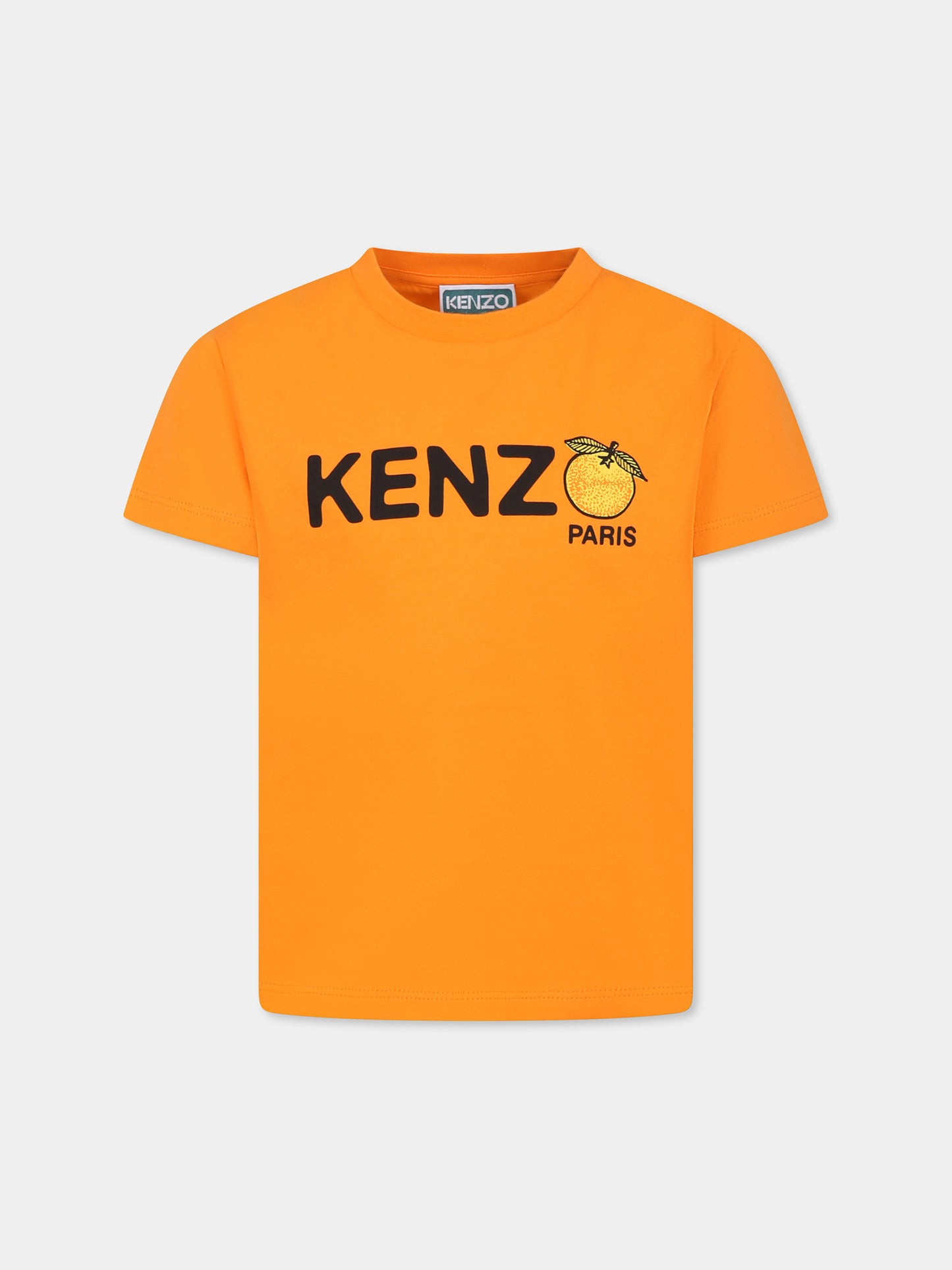 Orange t-shirt for boy with logo