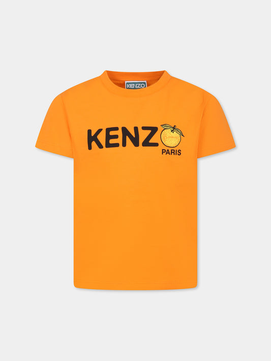 Orange t-shirt for boy with logo