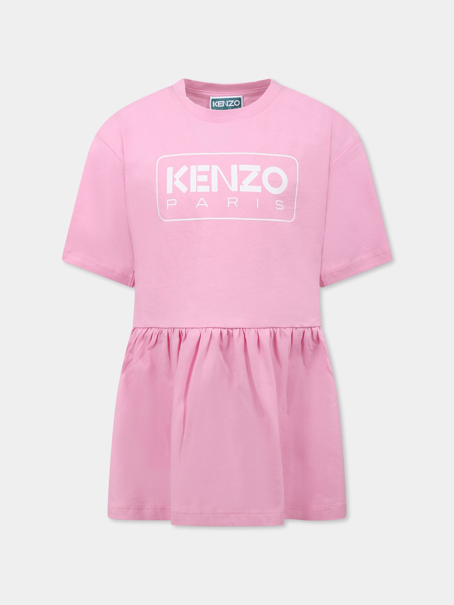 Vestito rosa per bambina con logo,Kenzo Kids,K61021 465